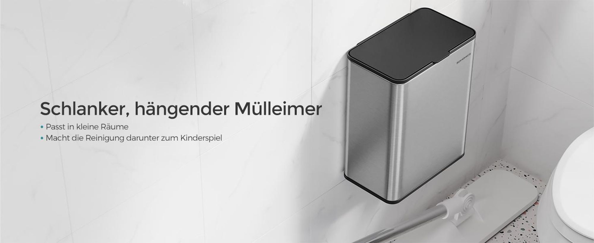 SONGMICS Mülleimer hängend, 8 L Komposteimer Küche, Stahl-Abfalleimer mit Deckel für Biomüll, mit Haken