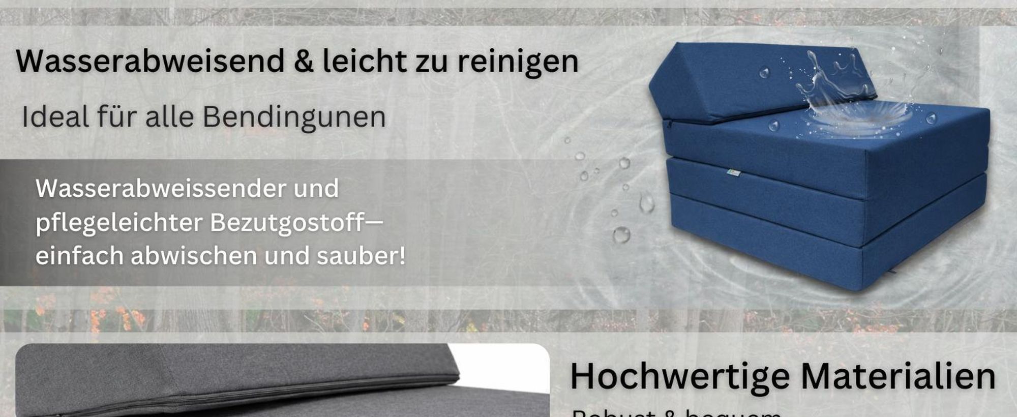 Klappmatratze mit Kopfteil Wasserfester Outdoor-Bezug Grau Matratze Faltmatratze Camping Erwachsene Kinder 200x70x10cm