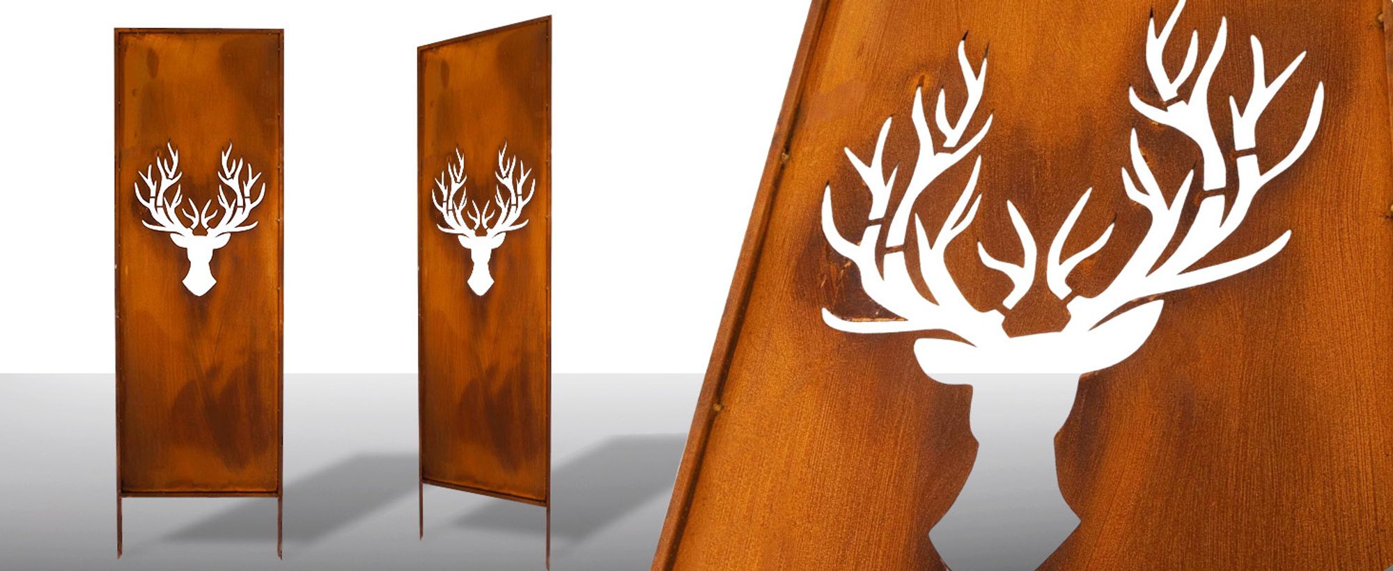 Sichtschutz Metall - 160 cm x 50 cm - Edelrost - Rostoptik Sichtschutz für Garten - Sichtschutzelement - Sichtschutzwand - Gartendekoration Zaun Rost