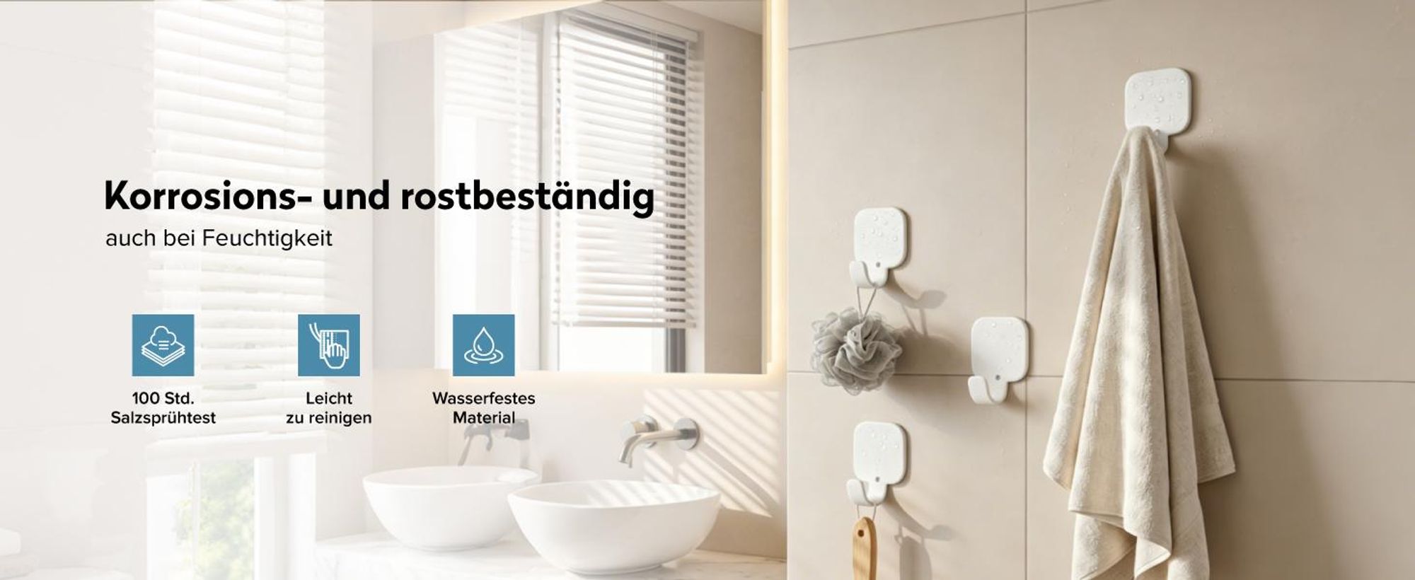 doporro Klebehaken extra stark aus Aluminium, Haken selbstklebend, Wandhaken ohne Bohren, Handtuchhaken für Bad und Küche, 4 Stück, Weiß, Stalo-15