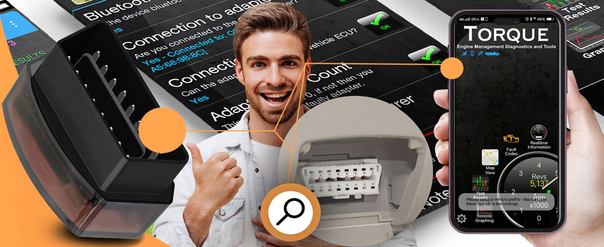 OBD2 Diagnosegerät Bluetooth 4.0 5.0 Diagnose Scanner für KFZ, Motor, ABS, SRS, Getriebe, Fehlercode auslesen & löschen – Retoo