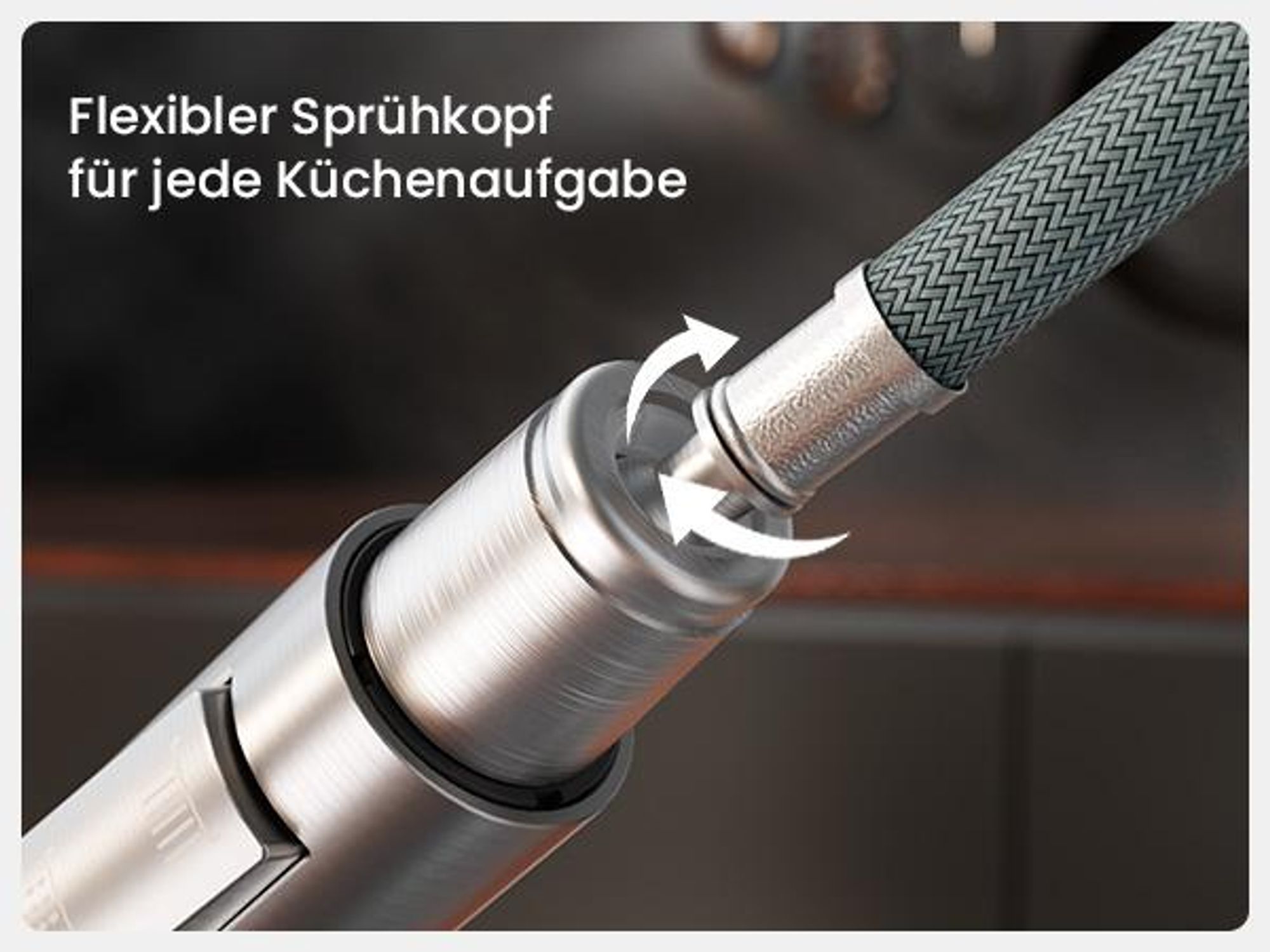 Wasserhahn Küchenarmatur, 360° Drehbar Spültischarmatur, Cecipa Ausziehbare Küchenarmatur 304 Edelstahl, Ausziehbarer Wasserhahn, Gebürstet