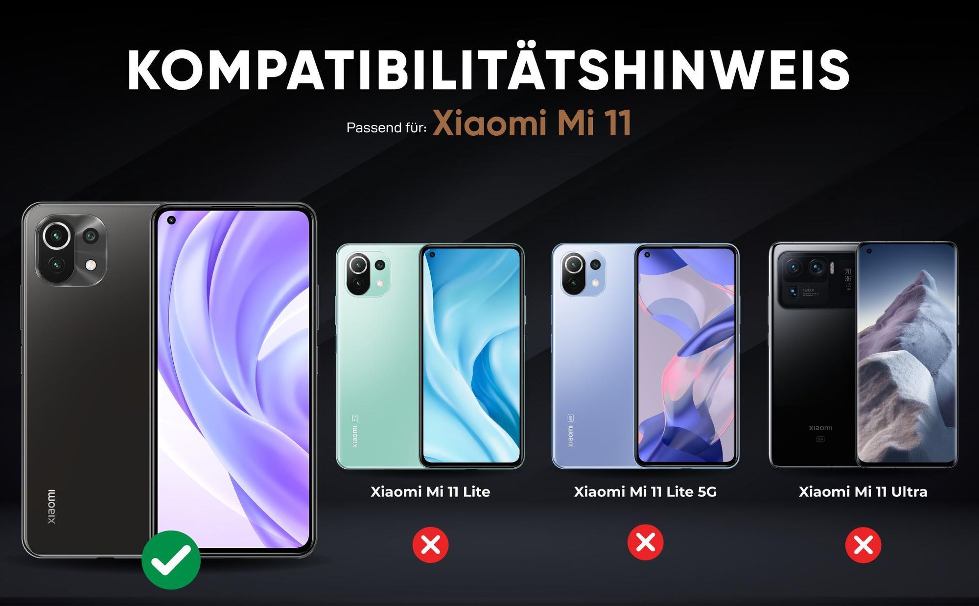 Kompatibilitätshinweise Hülle für Xiaomi Mi 11