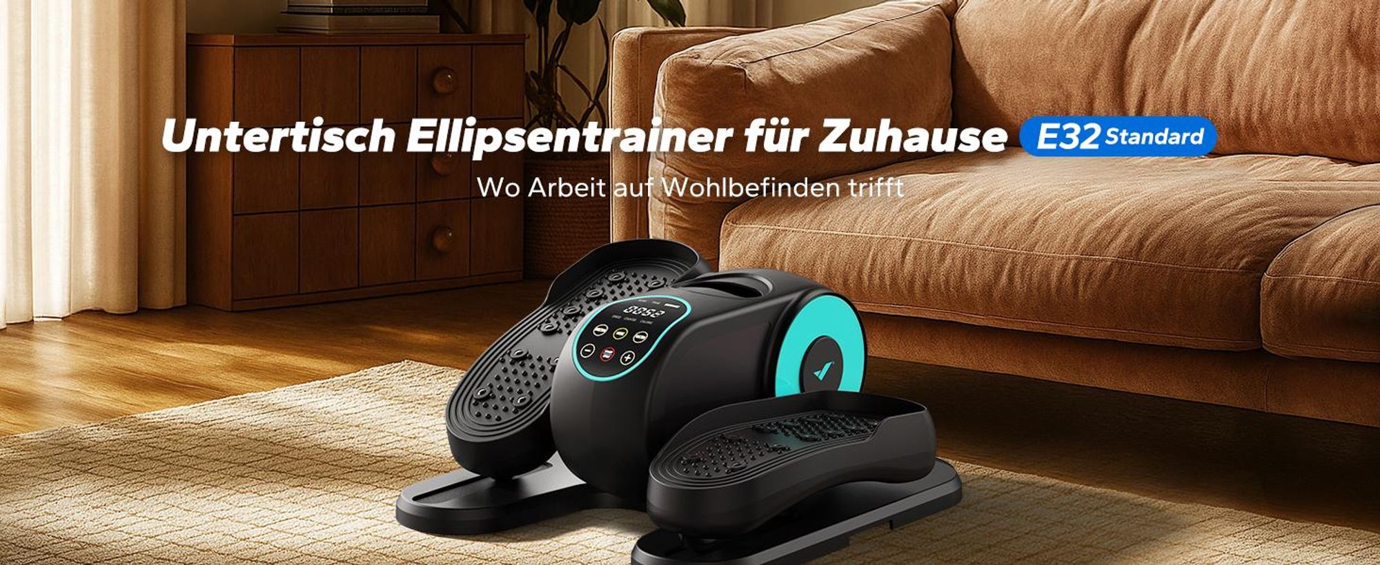 Mini Ellipsentrainer & Stepper – kompakter Crosstrainer mit 12 Geschwindigkeiten, LCD-Display, platzsparend, Heimtrainer für Beine & Po