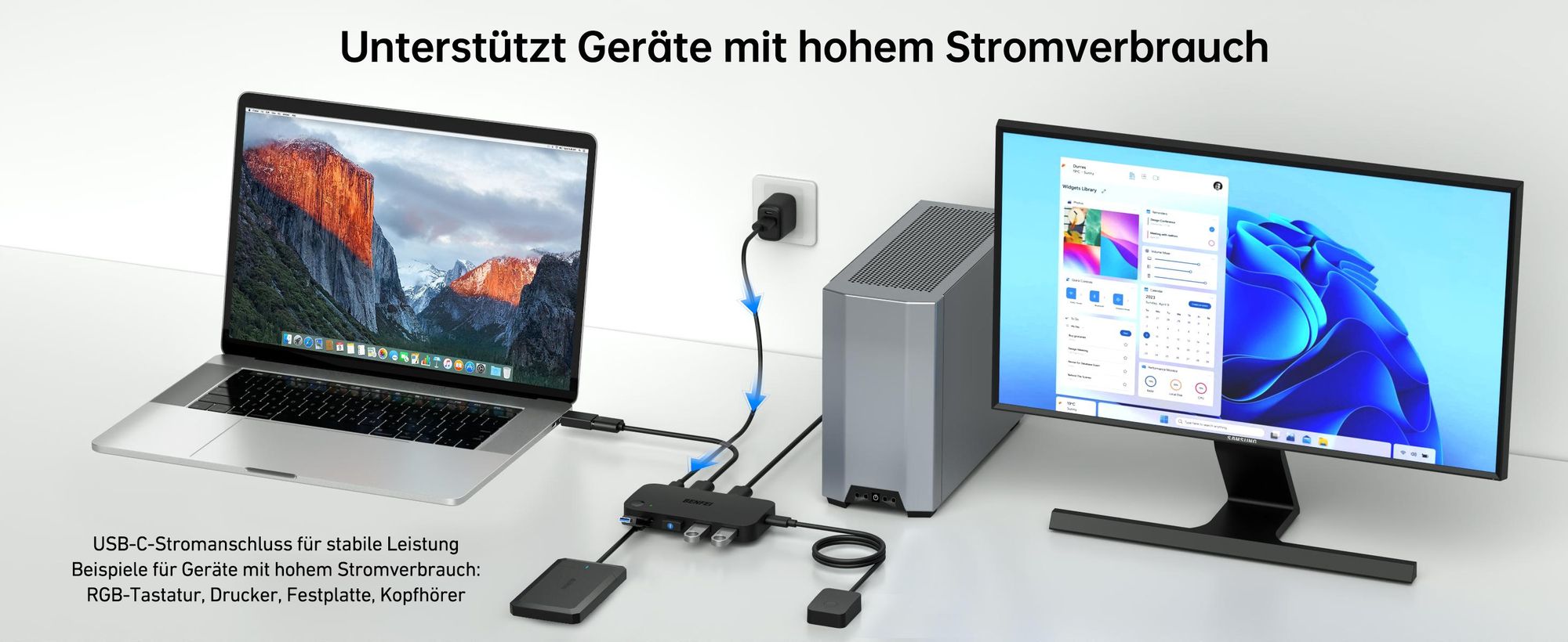 BENFEI KVM-Switches USB 3.0 Switch 2 Computer 4 USB Geräte Teiler