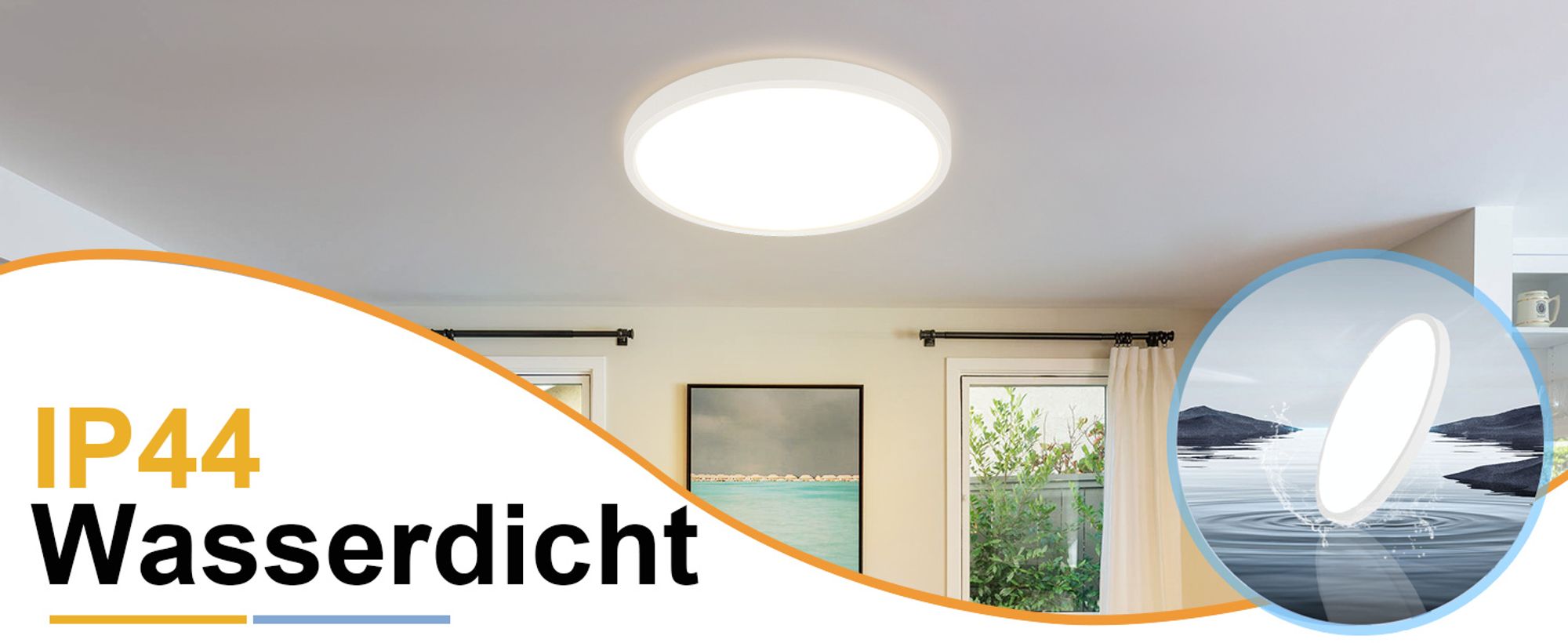 ZMH Deckenleuchte LED Deckenlampe Badezimmerlampe 24 W Flach Durchmesser 30 cm Schlafzimmer Lampe Rund Küche Lampe Weiß Deckenbeleuchtung 3000 K für Badezimmer Küche Flur