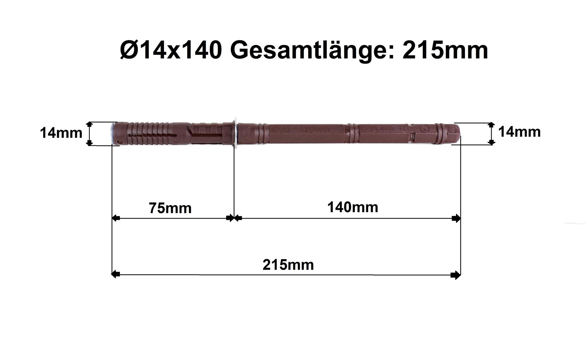 Schwerlast Tablarträger Ø 14x140 mm – 1 Stück – Massive Regalbefestigung unsichtbar Wandboard