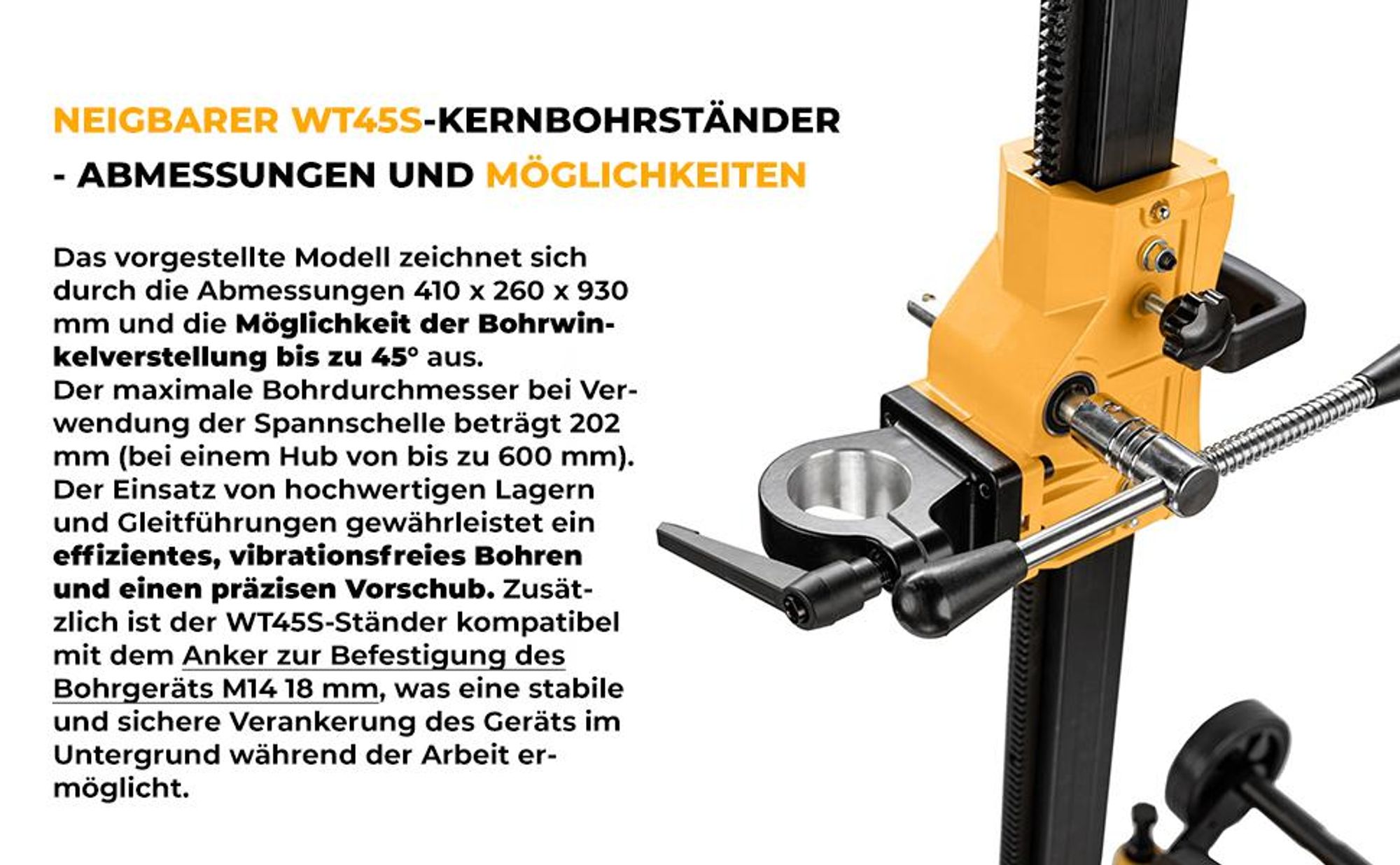 Neigbarer Ständerbohrmaschine Bohrständer Kernbohrmaschine Kernbohrer WT45S