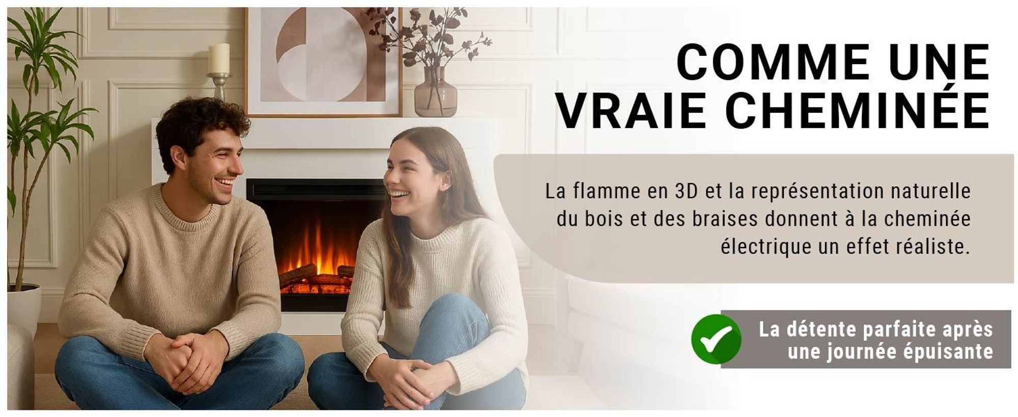 Cheminée électrique sur pied BALDERIA Finn Design – Puissance de chauffage jusqu'à 2 000 W, blanche