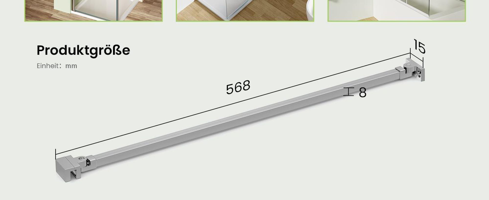 S'AFIELINA Duschkabine Stabilisator Aluminiumlegierung Stabilisierungsstange für Duschwand Glasdicke 5-6mm, Wandhalterung Einstelllänge 500mm ,2 Stück