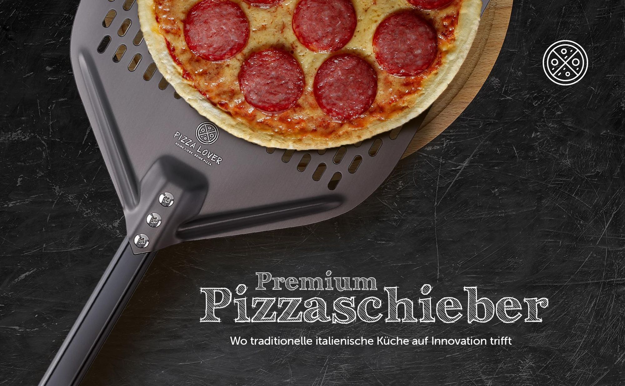 Pizza Lover Pizzaschieber 30x70 cm harteloxiert peforiert antihaftend leichte Montage Pizzazubehör