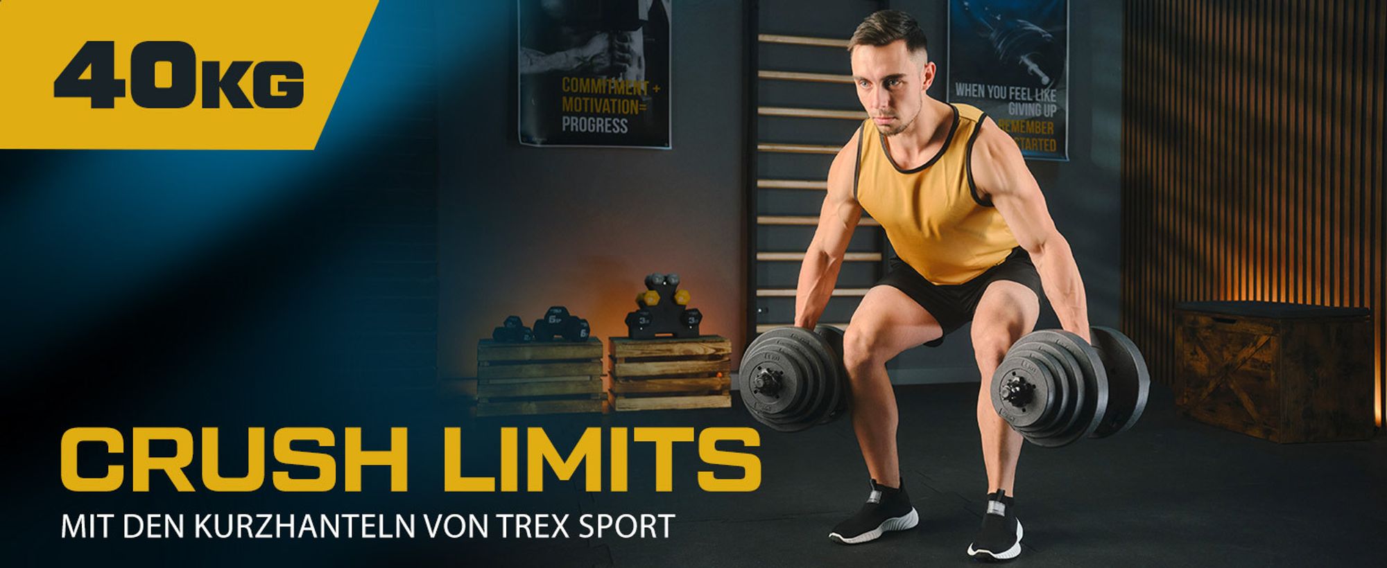 TREX SPORT Hantelset Kurzhanteln verstellbar 2er Set 2x20kg | 40kg Kurzhantel Set, Dumbbell Hanteln Set mit rutschfestem Griff & Kunststoff-Scheiben