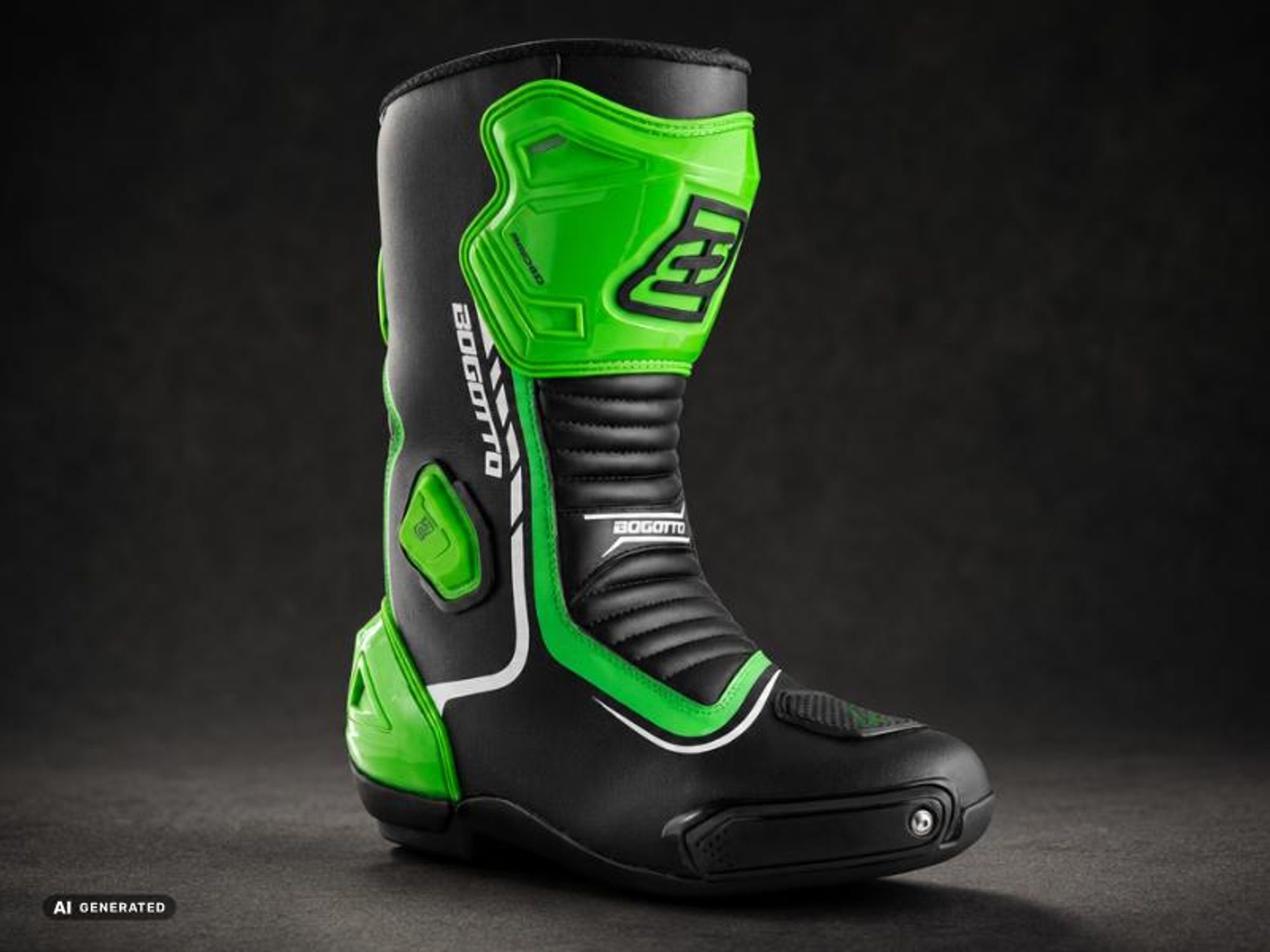 Bogotto Race-X Motorrad Stiefel, schwarz/grün, 42