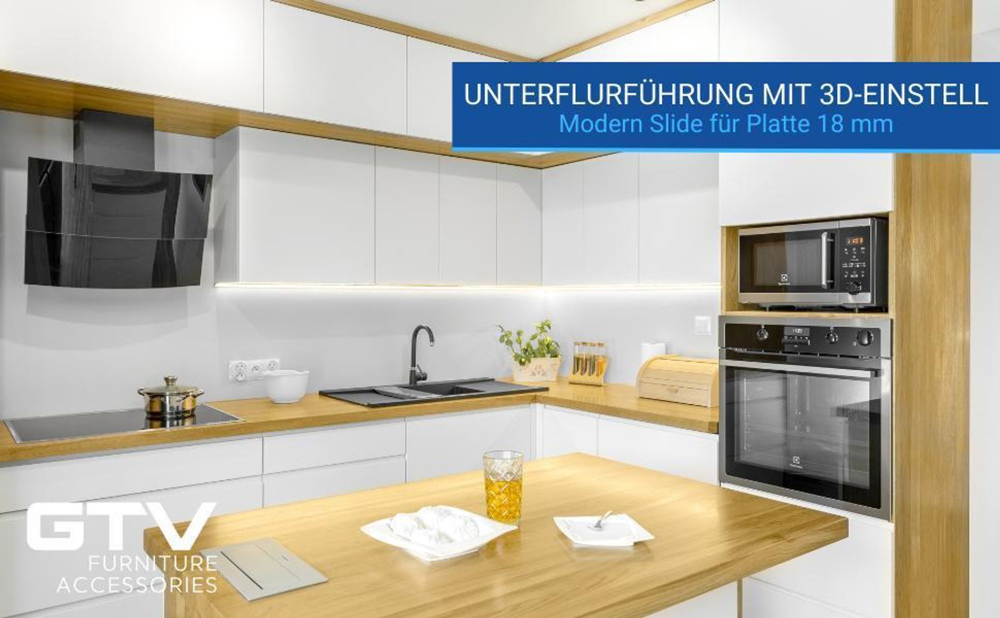 GTV Unterflurführung Schubladenschienen Vollauszüge Schubladenauszüge - 500 mm - Soft-Close Schienensystem - Slide Montageführung absenken - Belastbar bis 30 Kg - 1 Set = 2 Stück