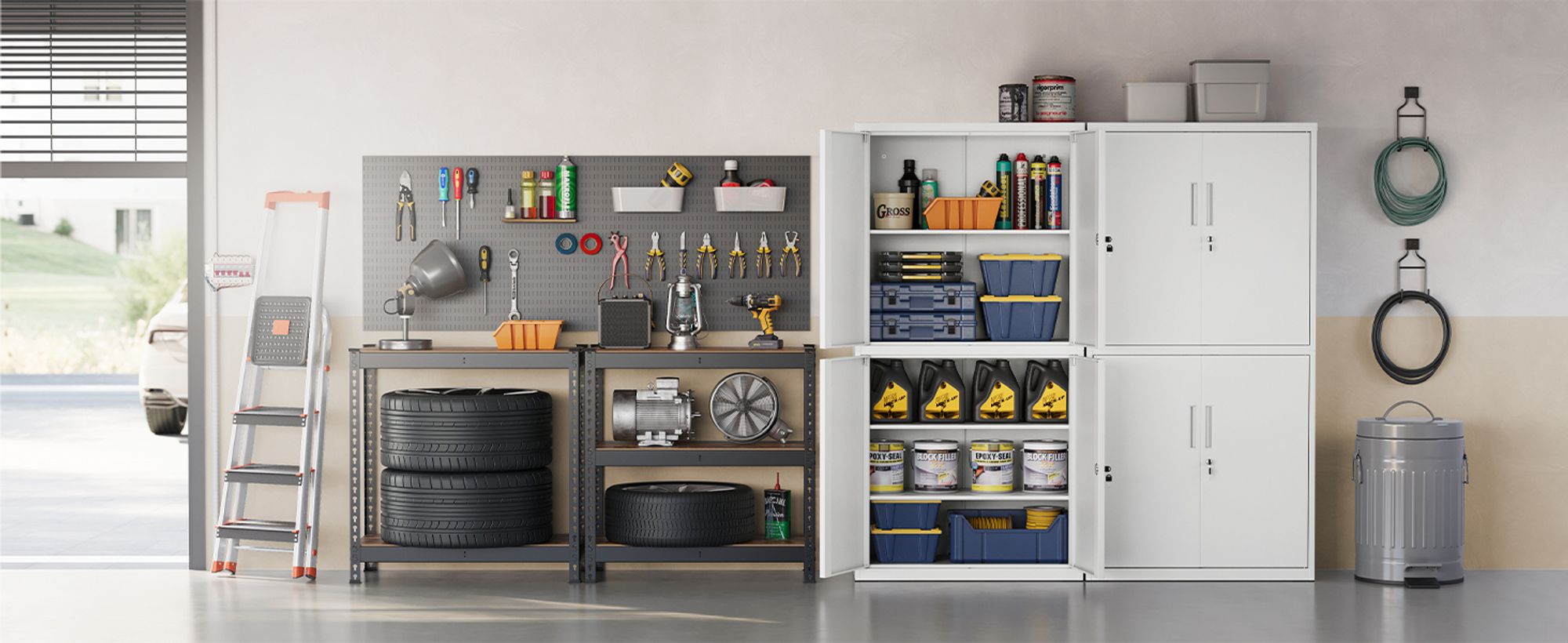 SONGMICS Aktenschrank, Mehrzweckschrank, Büroschrank, 40 x 80 x 180 cm, verstellbare Ablagen