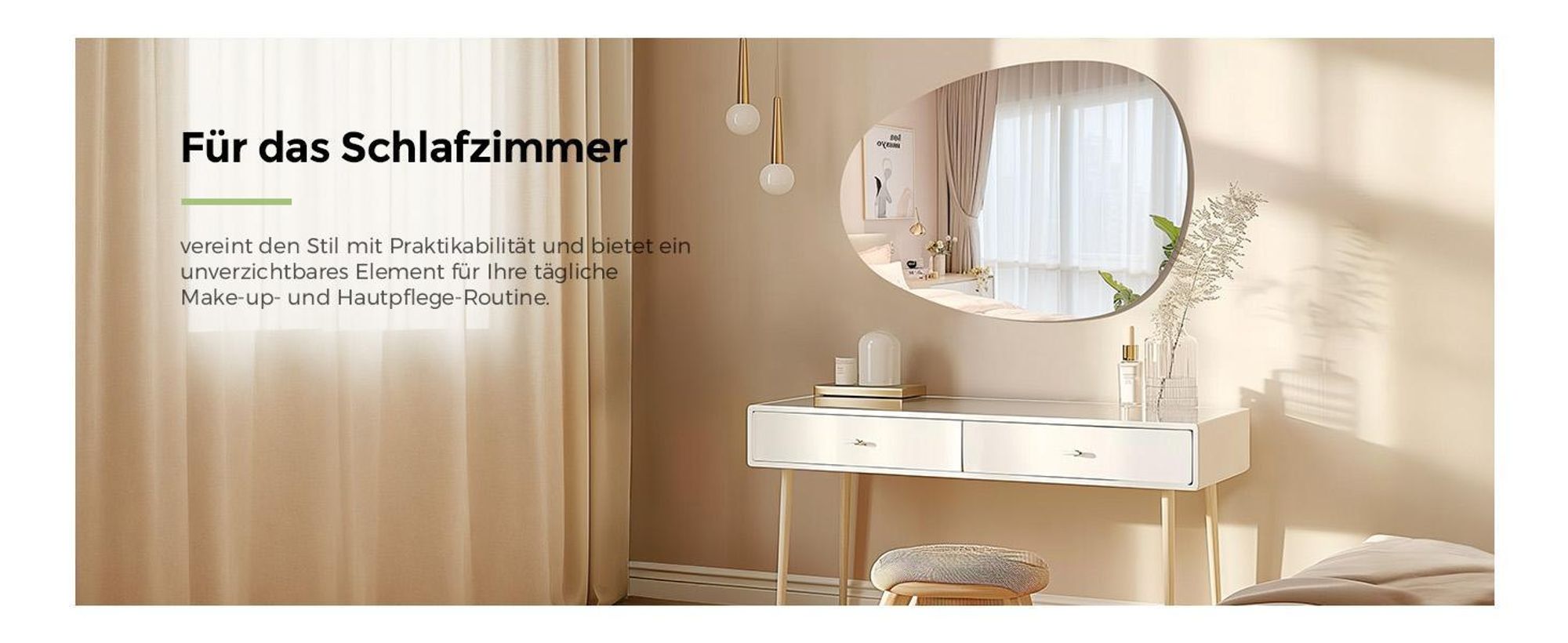 S'AFIELINA Wandspiegel asymmetrisch 75×55cm ohne Rahmen Deckospiegel Badspiegel für Wohnzimmer, Badezimmer und Schlafzimmer