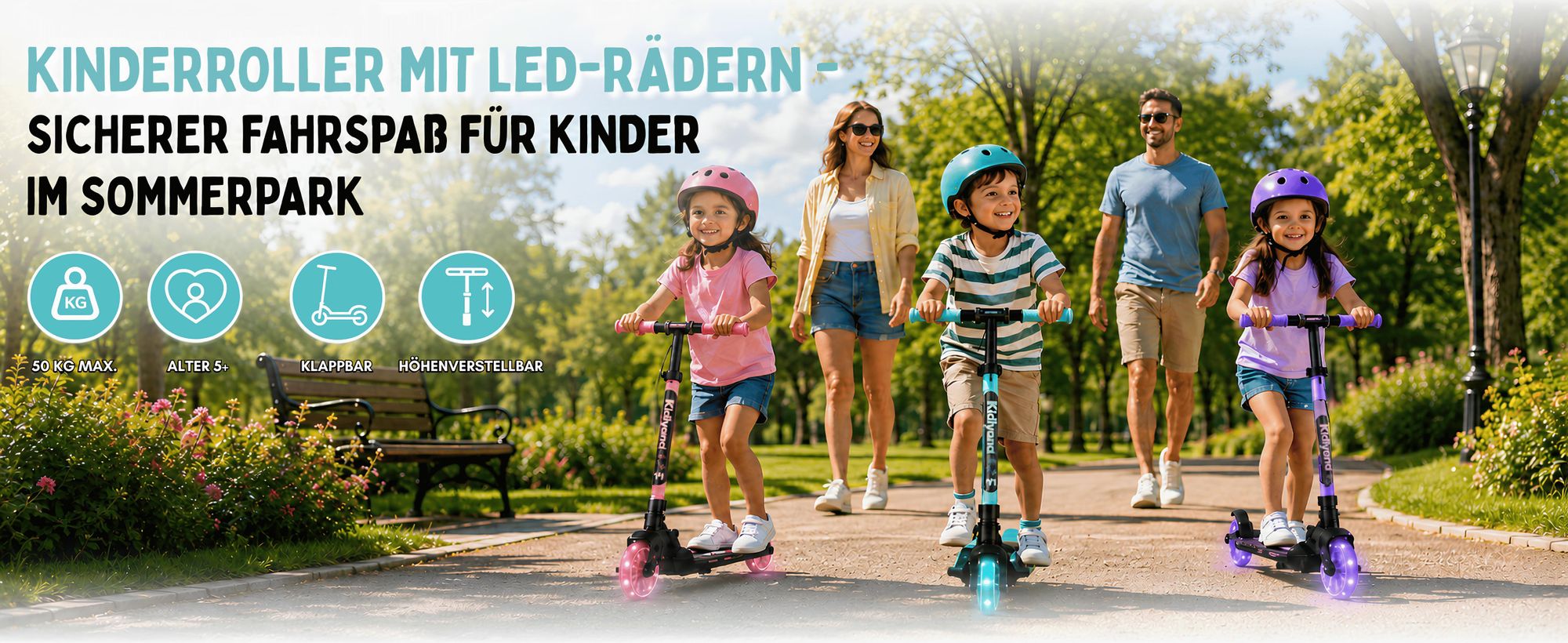 das bild zeigt das roller in nutzen mit mehrere kindern