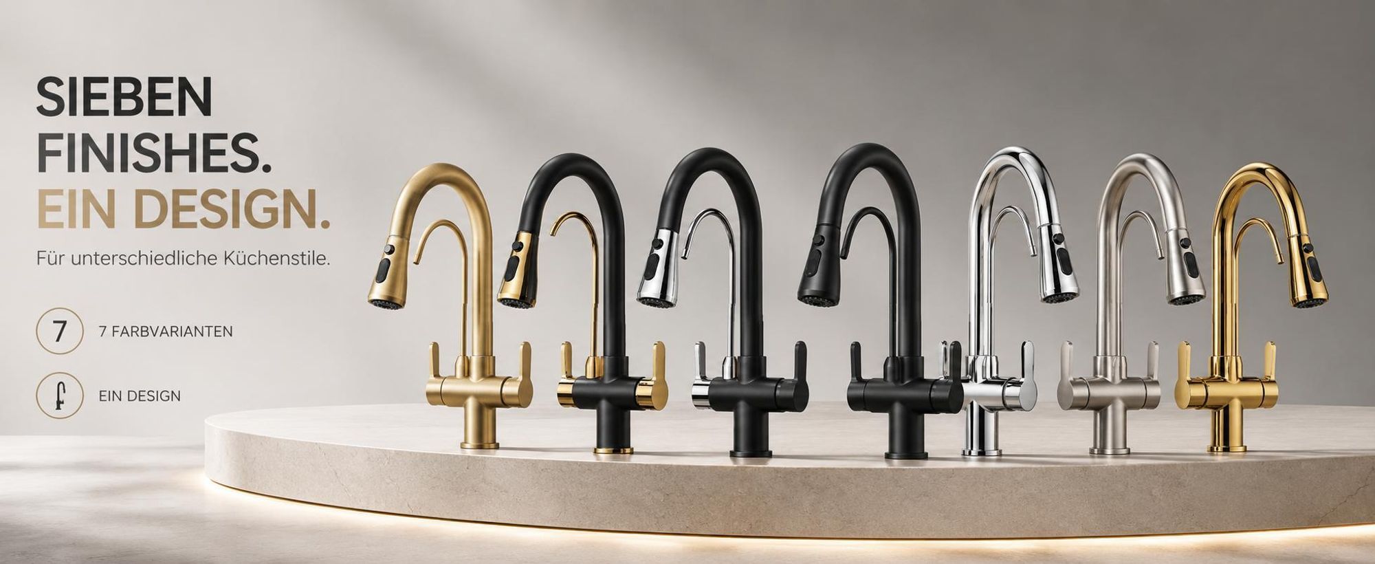 3-Wege Küchenarmatur NORDIC mit Wasserfilter-Anschluss, herausziehbare Brause, 360° schwenkbar, getrennte Wasserwege, Keramikkartusche Schwarz-matt
