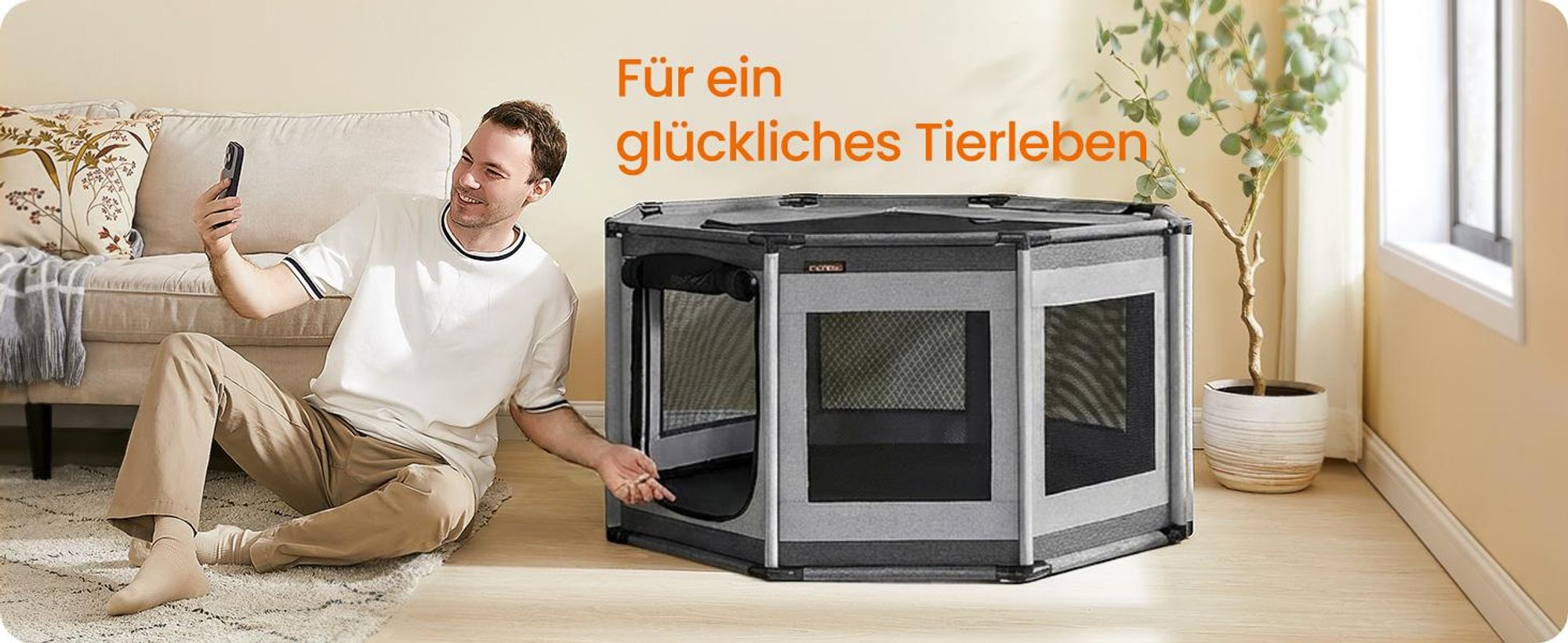 FeandreaHundekäfig, L Welpenauslauf,robust Konstruktion mit Seitentasche