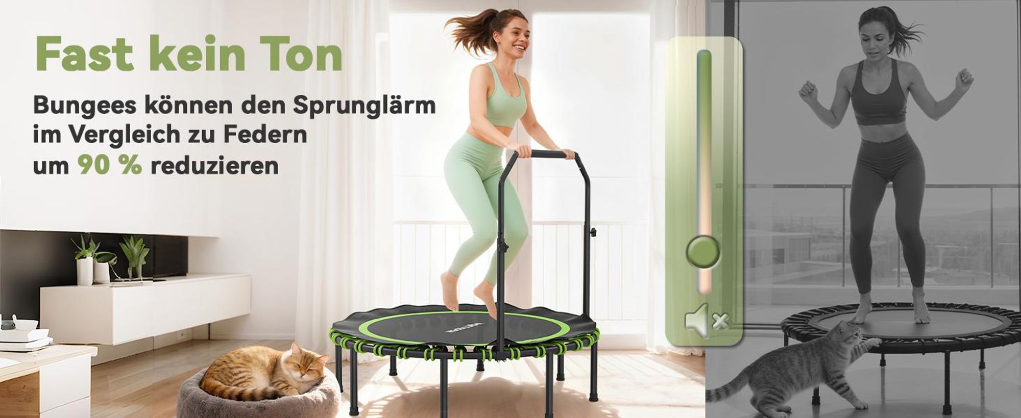 SPORTNOW Fitness Trampolin klappbar Ø122cm Mini Trampoline mit 5 Handgriffstufen