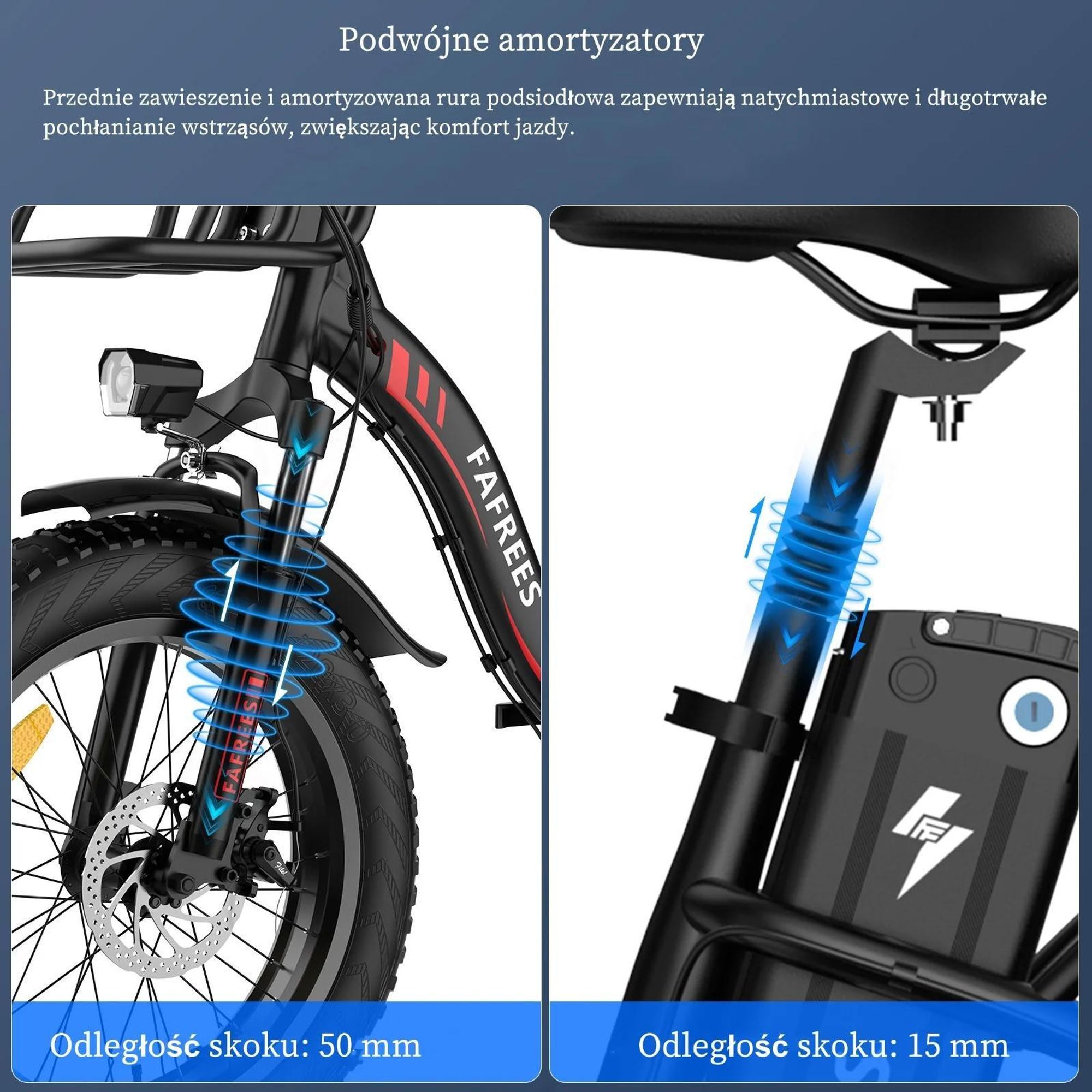 Electric Bike FAFREES F20 Max - Bateria 48V30AH Opona 20" Hamulec tarczowy mechaniczny - Czerwony