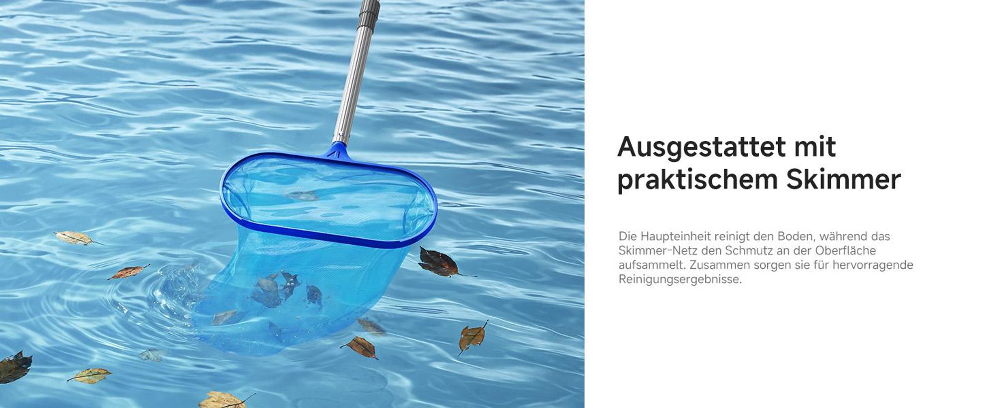 MOVA Handler V10 Kabelloser Poolsauger, 4.200 L/h Saugleistung, 60 Min Laufzeit, Transparenter Saugkopf, 1,8 m Teleskopgriff