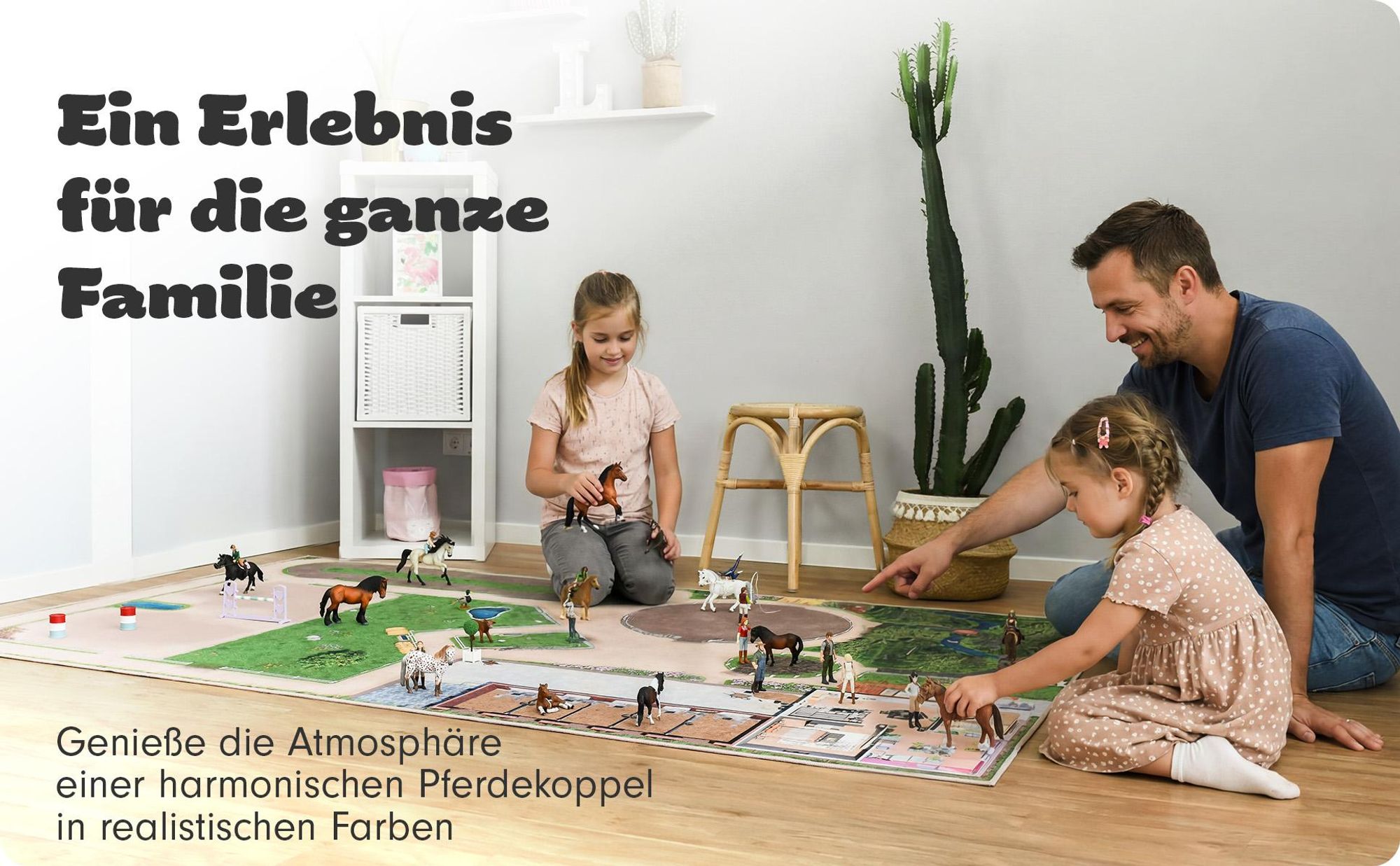 Pferde Spielteppich Ponyranch Deluxe Größe: 220cm x 140cm - Teppich Jungen & Mädchen Kinderzimmer, Kinderteppich für z.B. Schleich®, CollectA® Figuren