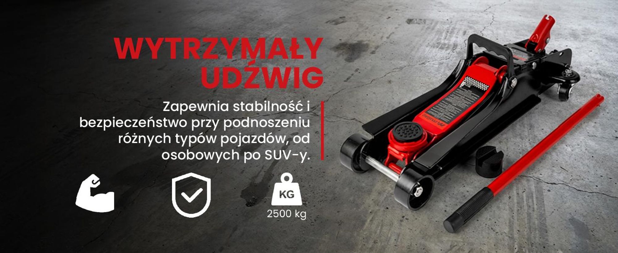 Podnośnik samochodowy jednotłokowy do 2500kg