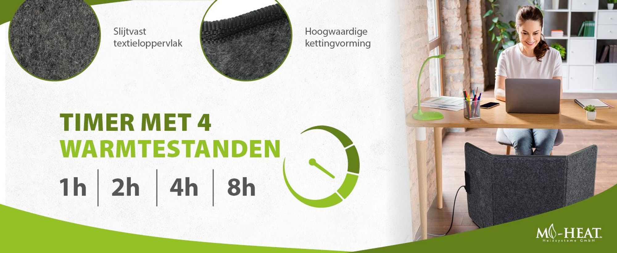 Mi-Heat Infrarood verwarming voor onder bureau 51x100cm MI-FH-51100 grijs