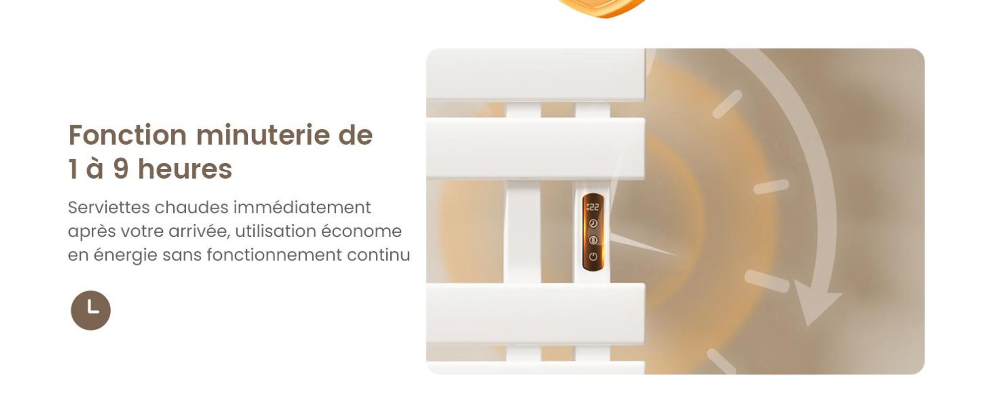 EMKE Sèche-serviettes électrique 1000X500mm 320W blanc raccordement à droite, intelligent WiFi App, LCD tactile, Minuterie 1-9H, IPX5