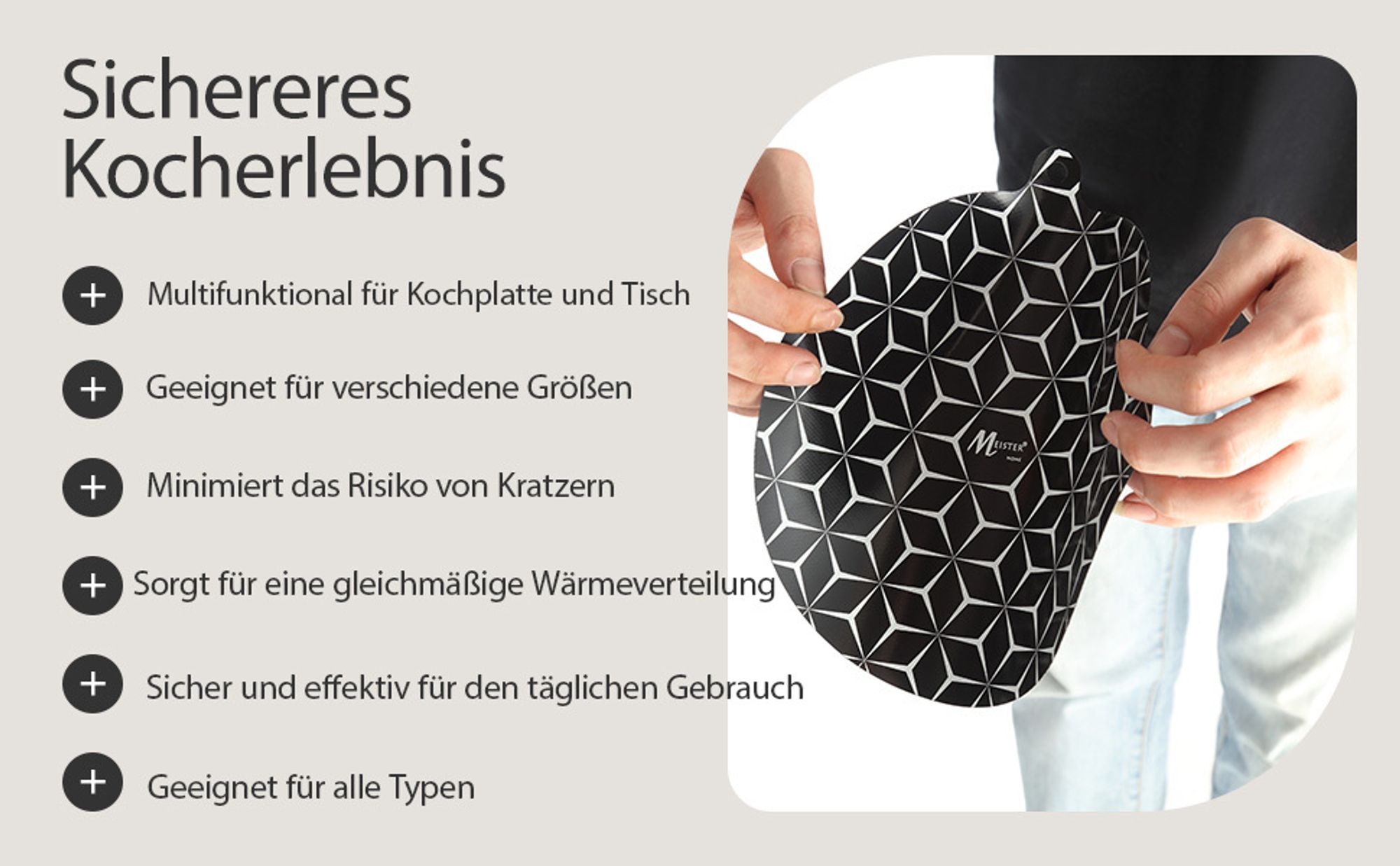 Meisterhome® Induktionsschutzmatte – Herdabdeckplatte - Herdabdeckung Induktionsfeld - Hitzeschutzmatte - Induktionsmatte für alle Größen - Silikon Matte - Induktion Schutzmatte, Model:Set 4