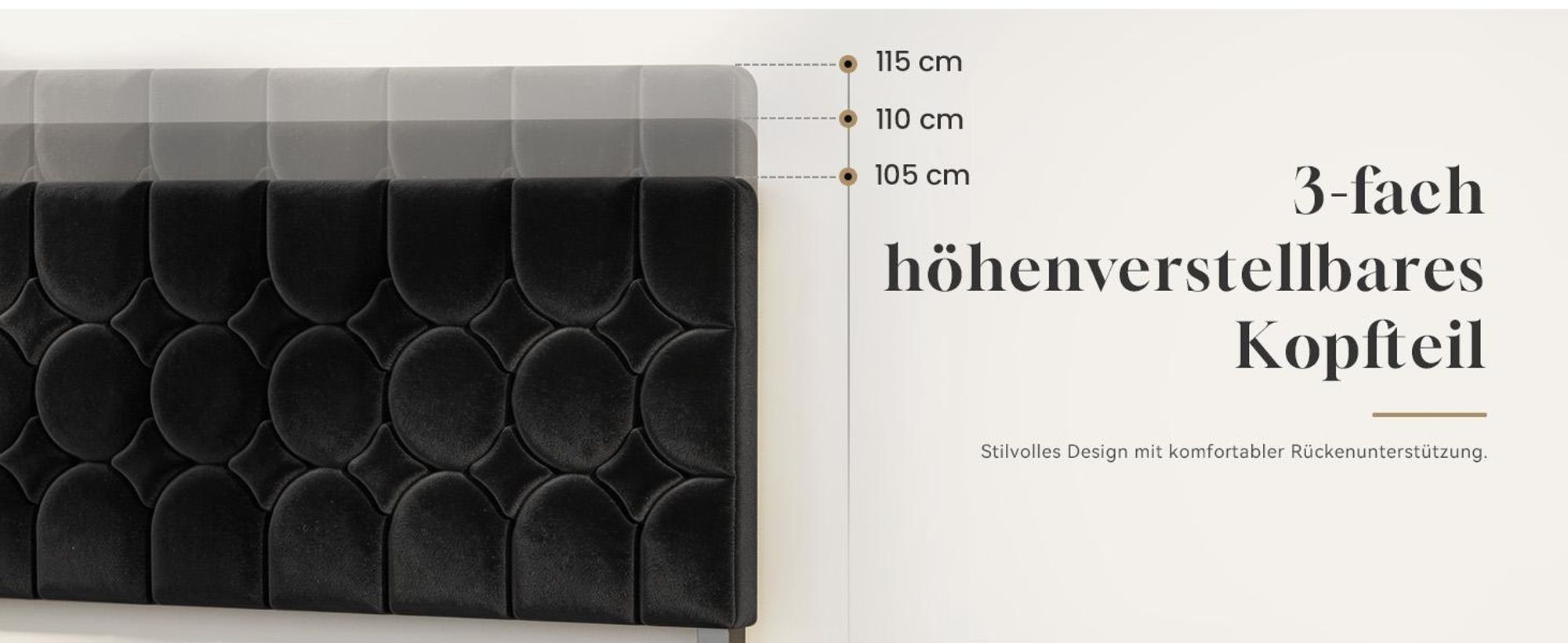Doppelbettgestell 160x200 cm Metallbett mit gepolstertem Kopfteil Bettrahmen Stahl Stauraum unter dem Bett Plattformbett geräuschlos Schwarz