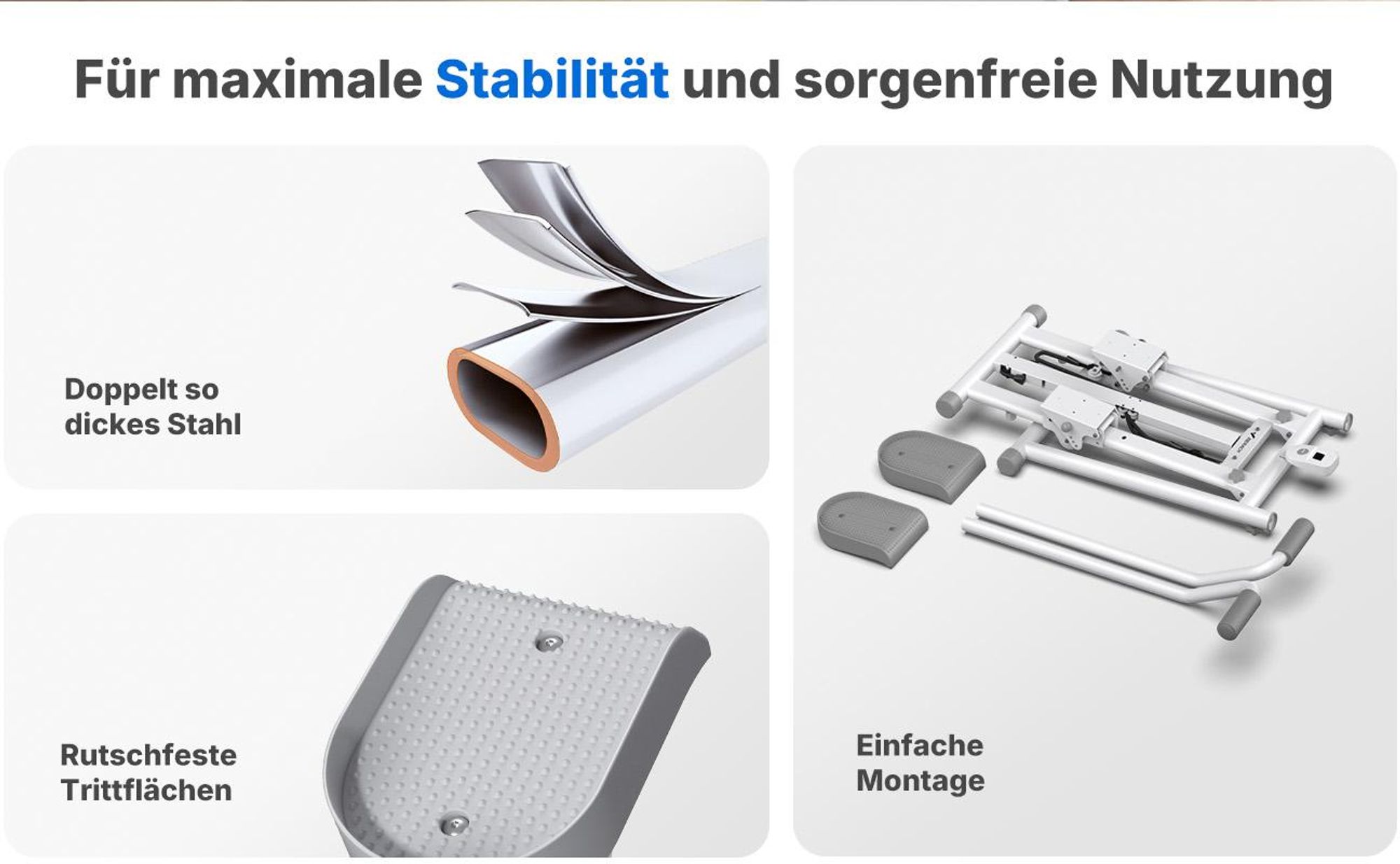 Stepper für Zuhause – 2026 Treppensteiger, vertikaler Klettertrainer, Ganzkörper-Workout, rutschfeste Pedale, langlebiges Fitnessgerät