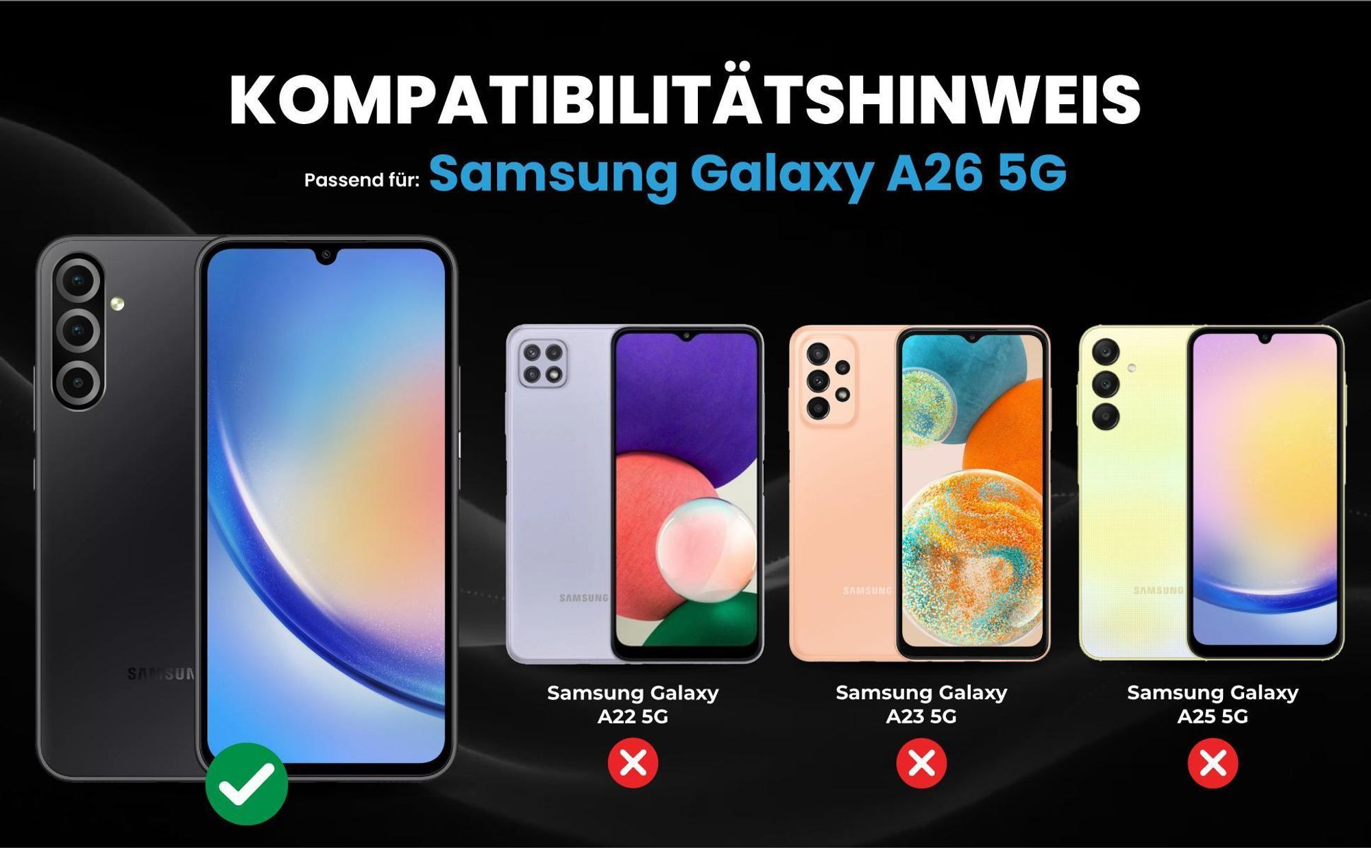 Kompatibilitätshinweise Hülle für Samsung Galaxy A26 5G