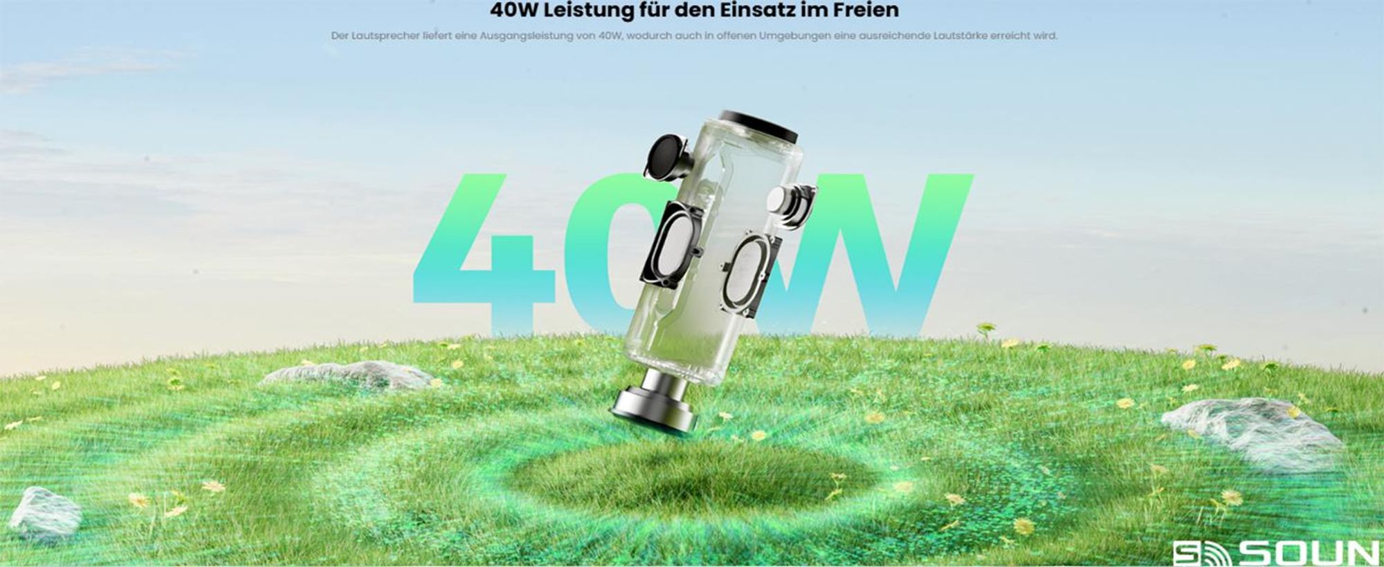 Tronsmart T8, 2.1 Kanäle, 40 W, 56 - 20000 Hz, Verkabelt & Kabellos, 15 m, Tragbarer Stereo-Lautsprecher