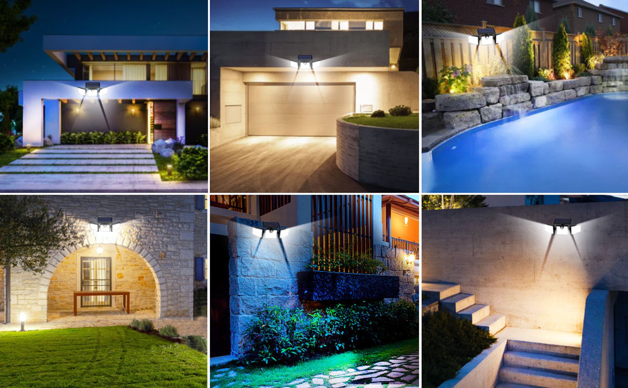 2er 74LED Solarleuchte mit Bewegungsmelder Solarstrahler Außen Gartenlampe Licht,Solar-Hochleistungs-Multifunktionslicht