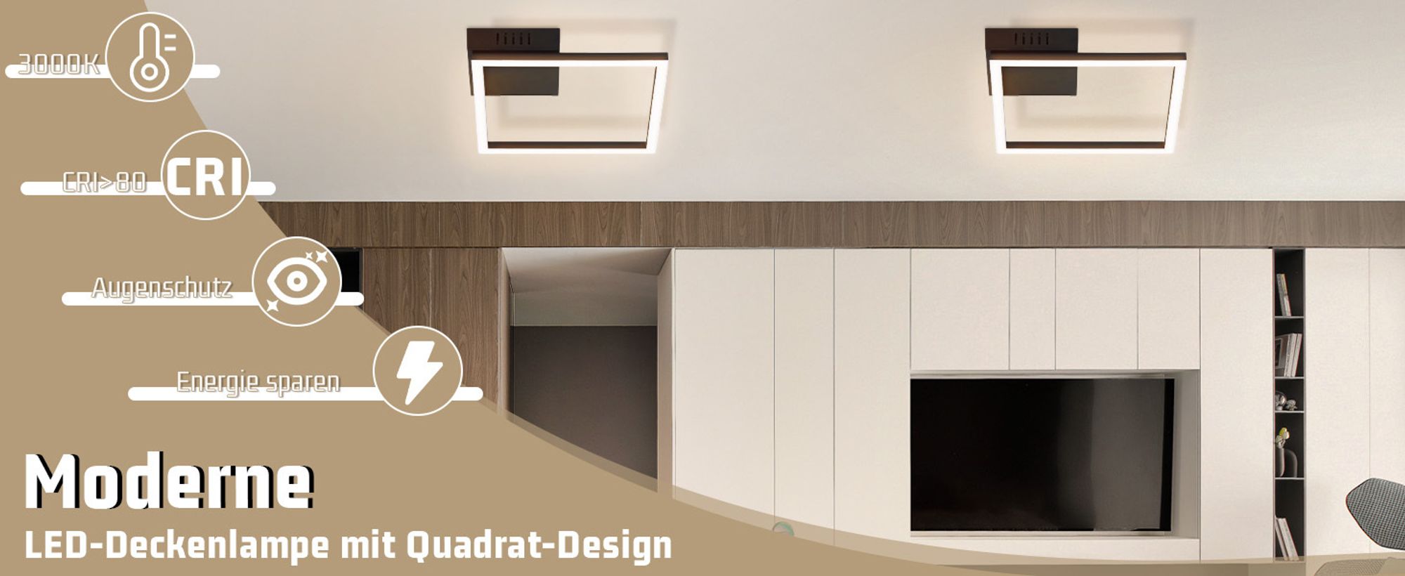 ZMH Deckenleuchte LED Deckenlampe Warmweiß Schlafzimmerlampe Schwarz Küchenlampe Modern Design 3000K 12W Quadratisch Flurlampe Deckenbeleuchtung