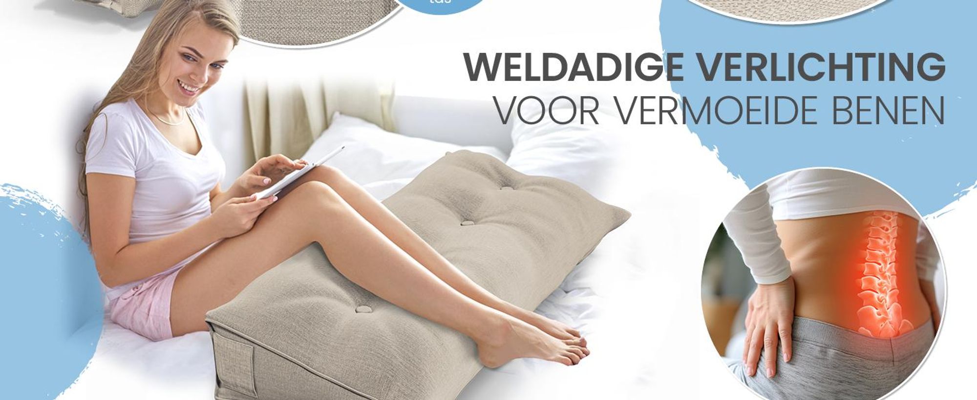 ELONEO rugkussen, 120 cm breed, geschikt als keilkussen voor bed en bank, driehoekig leeskussen, kussen met afneembare en wasbare hoes