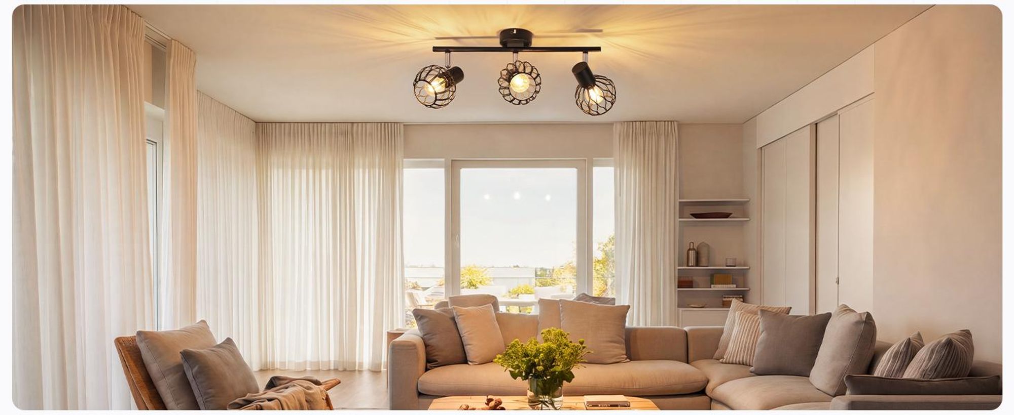 ZMH LED plafondspot met 3 lampen, zwart, E14, metalen behuizing. Keukenlamp, 350° verstelbaar. Geschikt als woonkamerlamp, plafondspots, binnenverlichting, voor de hal of keuken