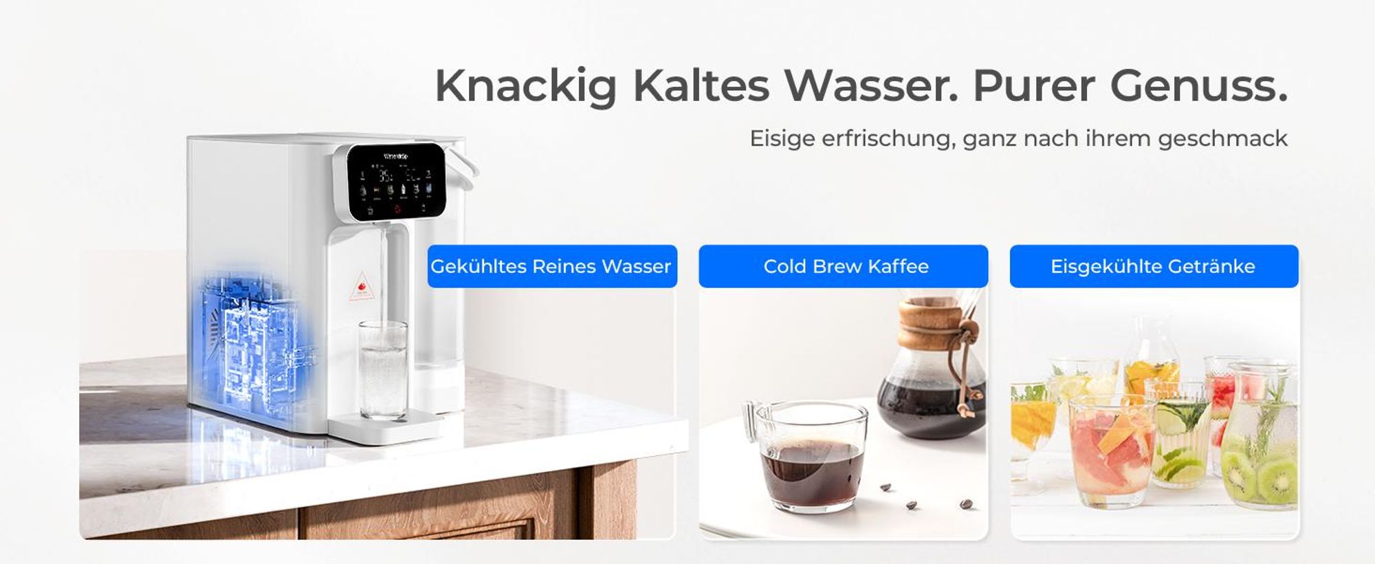 Waterdrop CT01 Heiß & Kalt Wasserspender mit Filter, Reduziert TDS, Kalk & Chlor, Erhält Wichtige Mineralien, 8-Stufen-Filtration mit UV-Sterilisation