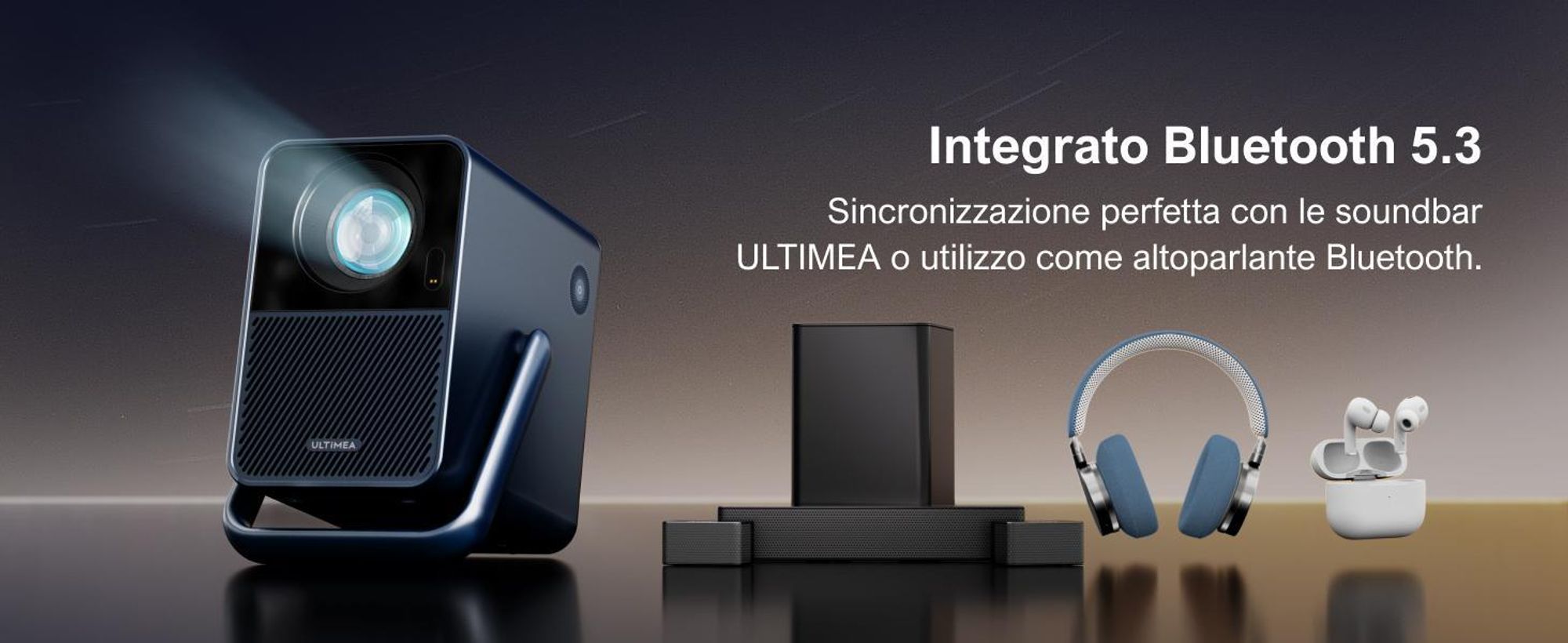 Proiettore Poseidon E40, Android TV 11.0 con Netflix, proiettore audio Dolby, 2000:1, 1920 x 1080 px, design con maniglia per il trasporto, proiettore portatile nativo 1080P