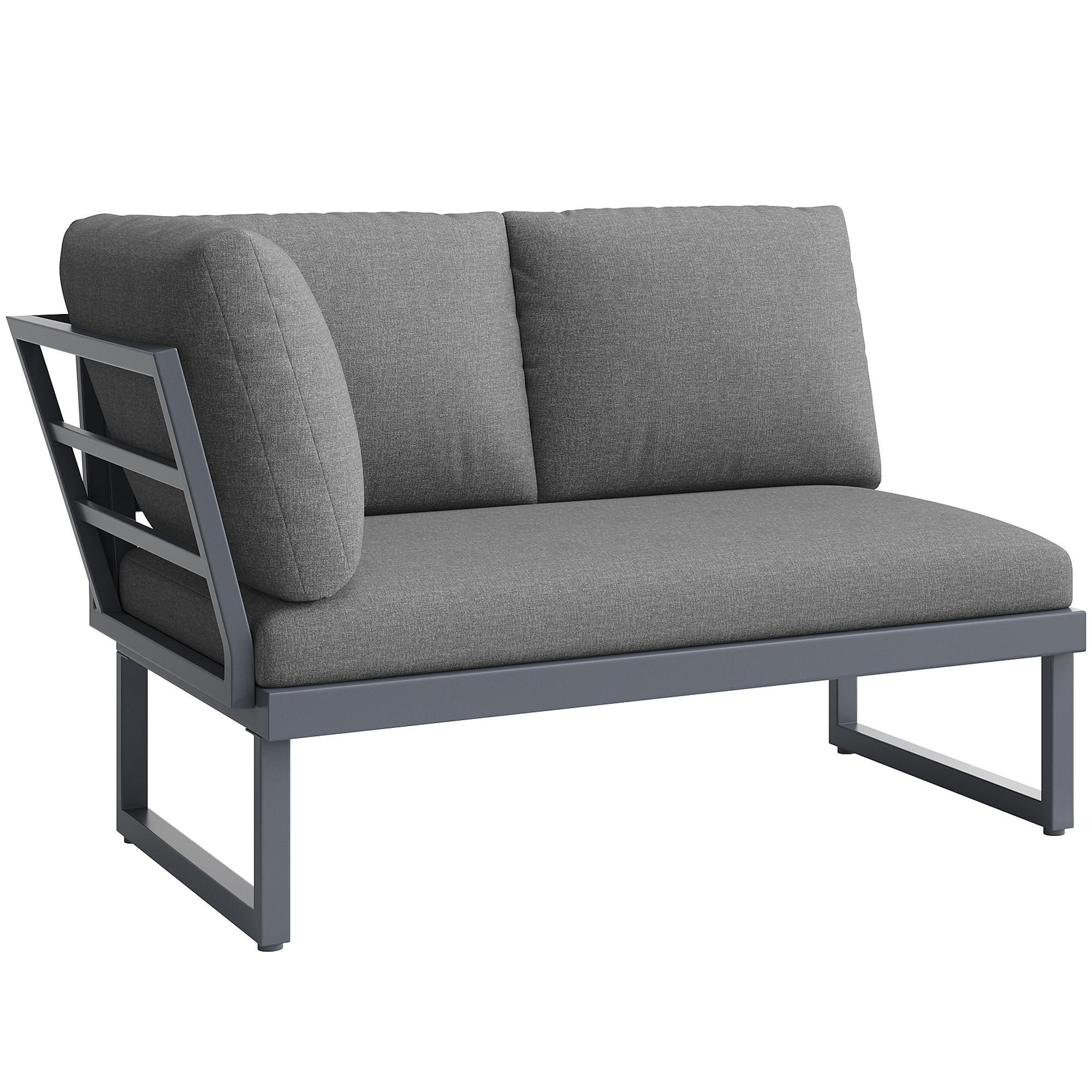 Flieks Gartenlounge-Set 5 teilig, Gartenmöbel-Set mit 2 Couchtischen, Terassenmöbel Balkonmöbel mit Kissen für 5-6 Personen, Sofagarnitur Grau