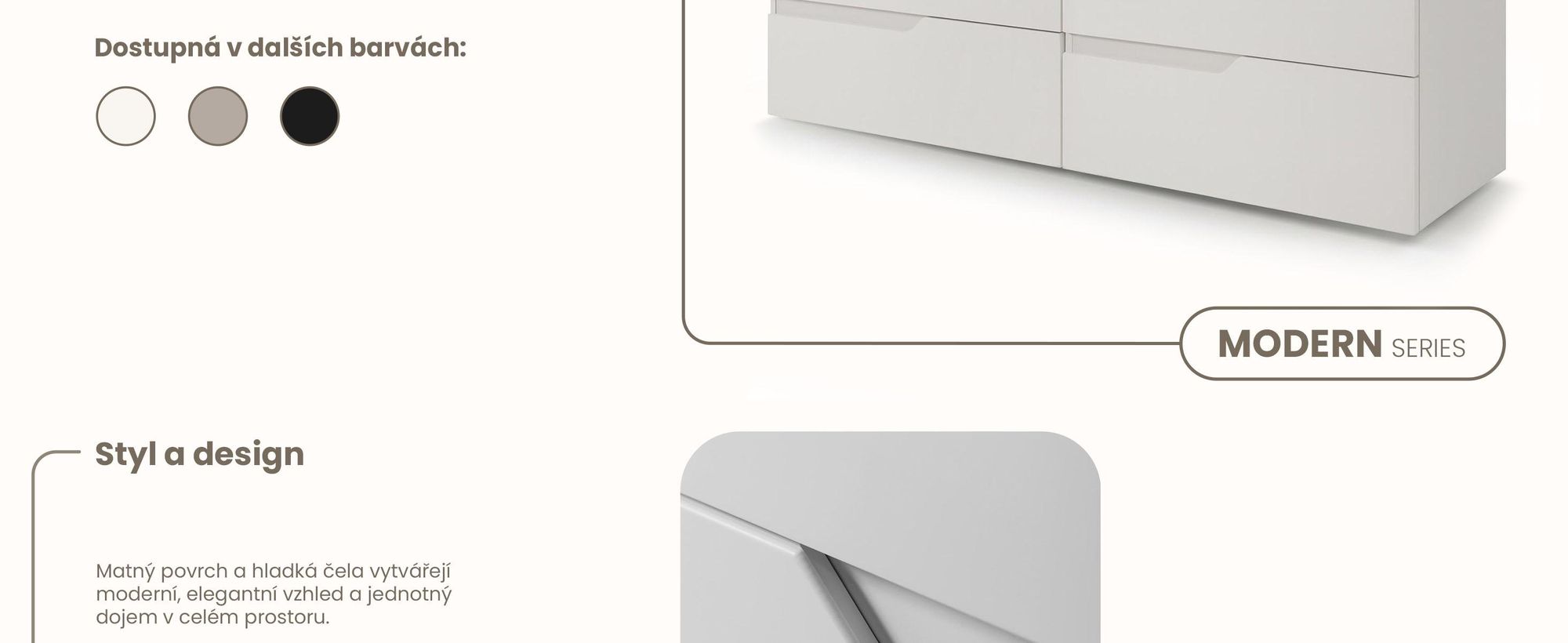 RODAN | Skříňka pod Umyvadlo - Bílá a Béžová - 160 cm - S deskou Stolu - 4 Zásuvky - Závěsné - MDF čela - MODERN