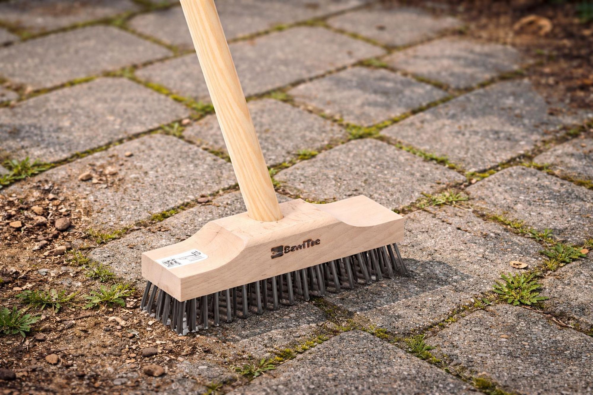 Spezieller Stahldrahtschrubber Stahlschrubber Drahtbesen mit Stiel 140cm Lang Schrubber für Garten Gehwege Unkraut usw.