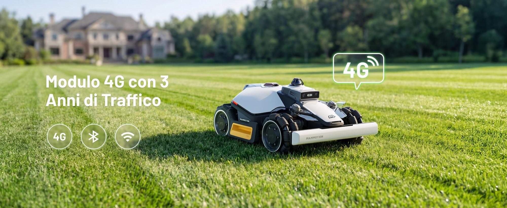 Robot tagliaerba Mammotion LUBA Mini 2 AWD 1500, senza filo, fino a 1500 m², taglio bordi, DropMow, mappatura, Modulo 4G, APP