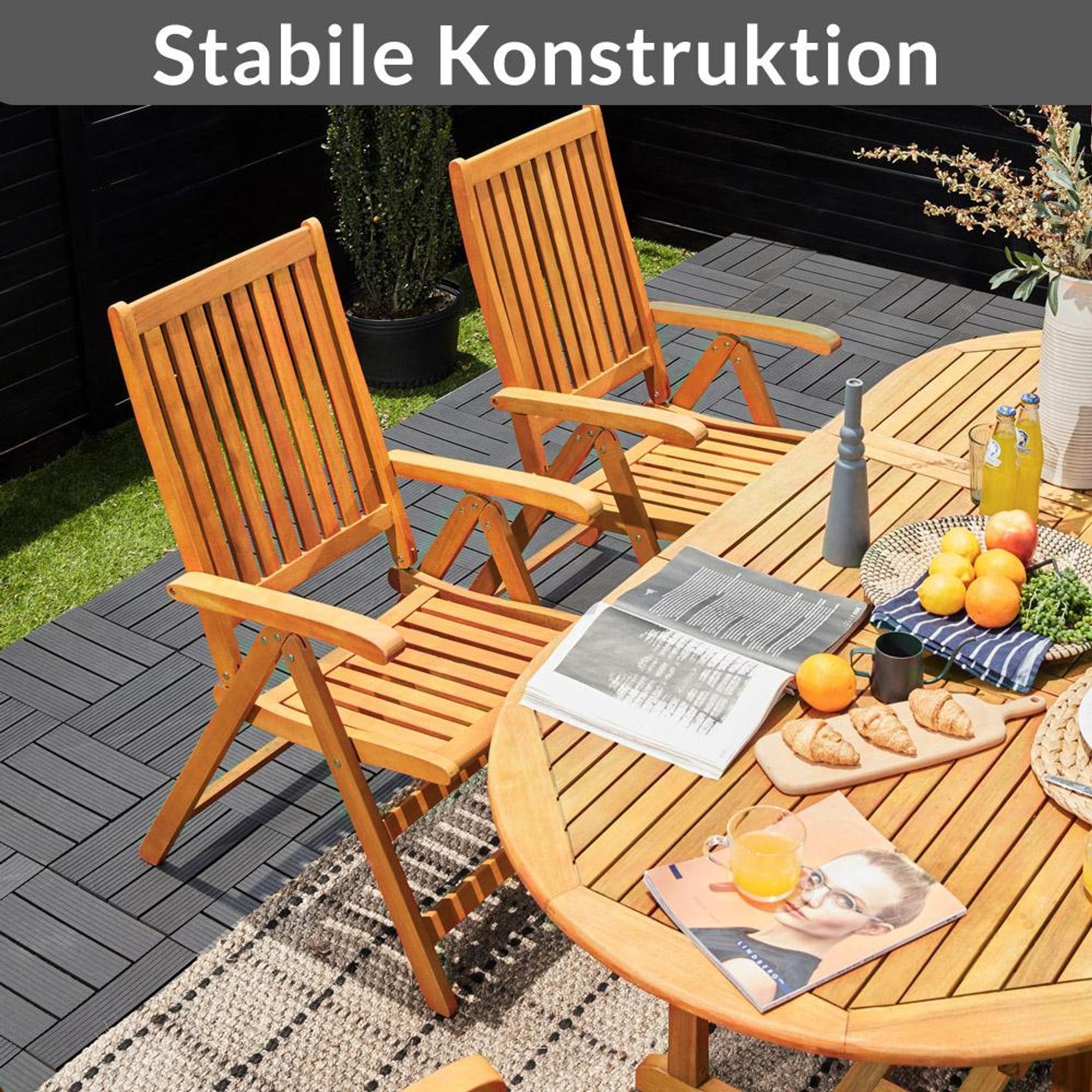CASARIA® Gartenstuhl Klappbar, Wetterfest, FSC®-Zertifiziert 2er-Set