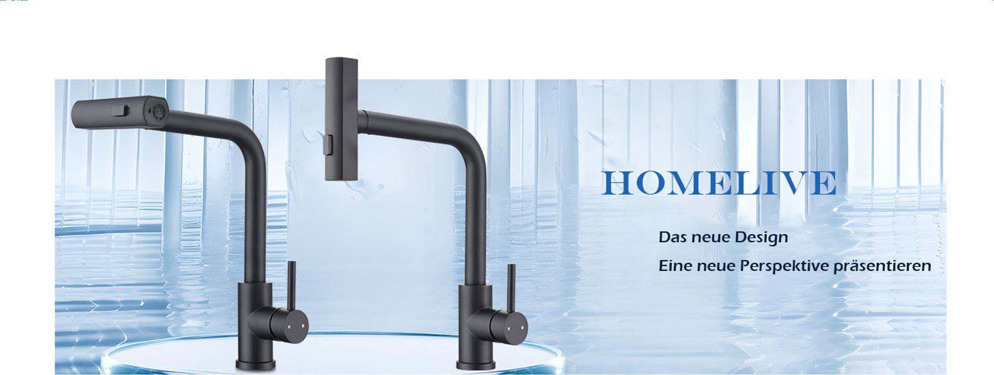 HOMELIVE Küchenarmatur Schwarz – 360° Schwenkbarer Wasserhahn Küche, Ausziehbare Spültischarmatur mit Brause, 3 Strahlarten für Flexibles Arbeiten
