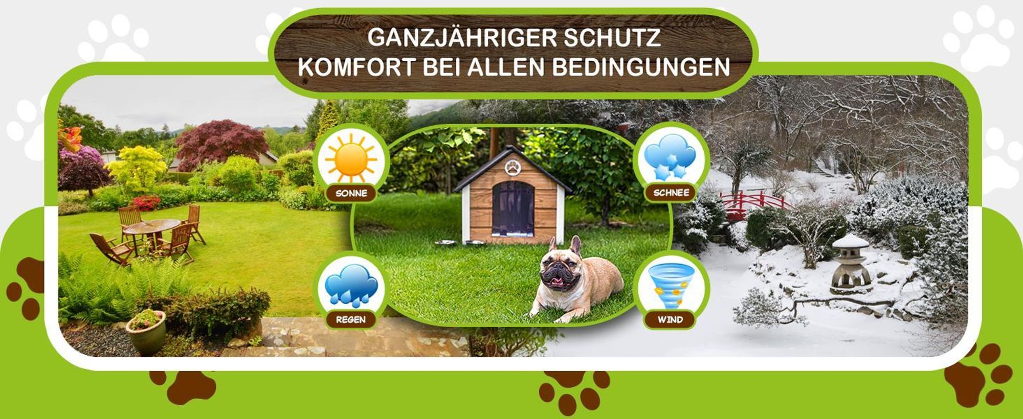 Outentin Hundehütte Outdoor Isoliert für Große Hunde – Winterfestes & Wetterfestes Hundehaus mit Schrägdach –Holz – 103x90x70 cm – Grau