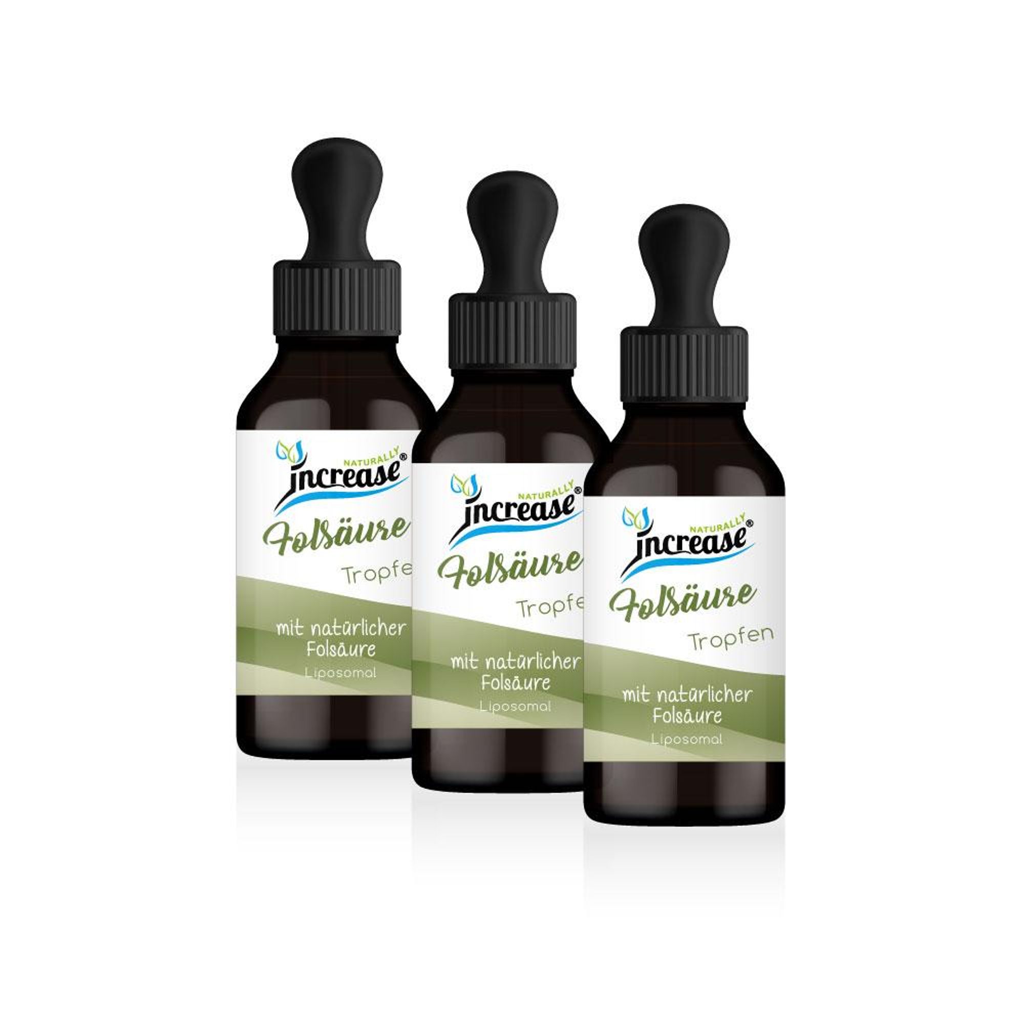 Nimm 3, zahl 2 Aktion Liposomale Folsäure Tropfen hochdosiert - 1000µg Folsäure (Vitamin B9) pro Tag (90.000µg Folsäure in 3 Flaschen) - Keto MCT Öl