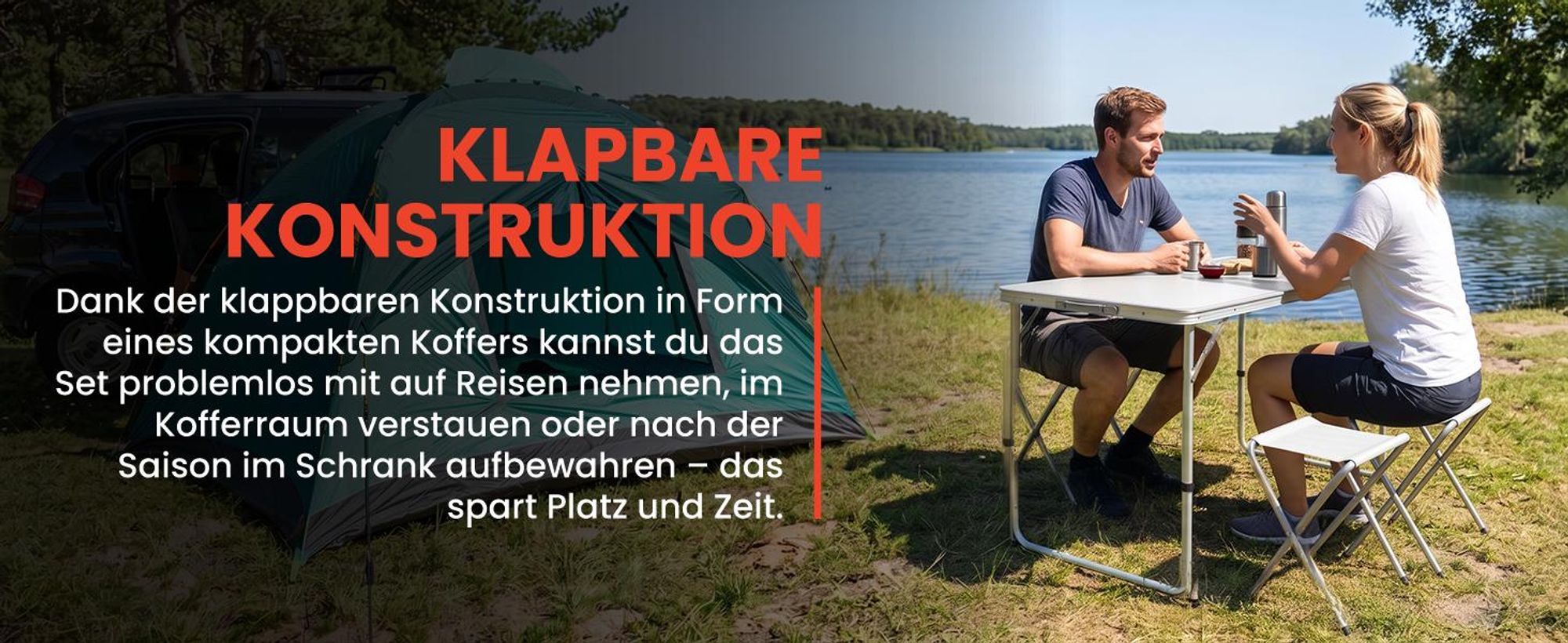 Campingtisch Klapptisch im Koffer mit 4 Stühle Aluminium 3 Stufen